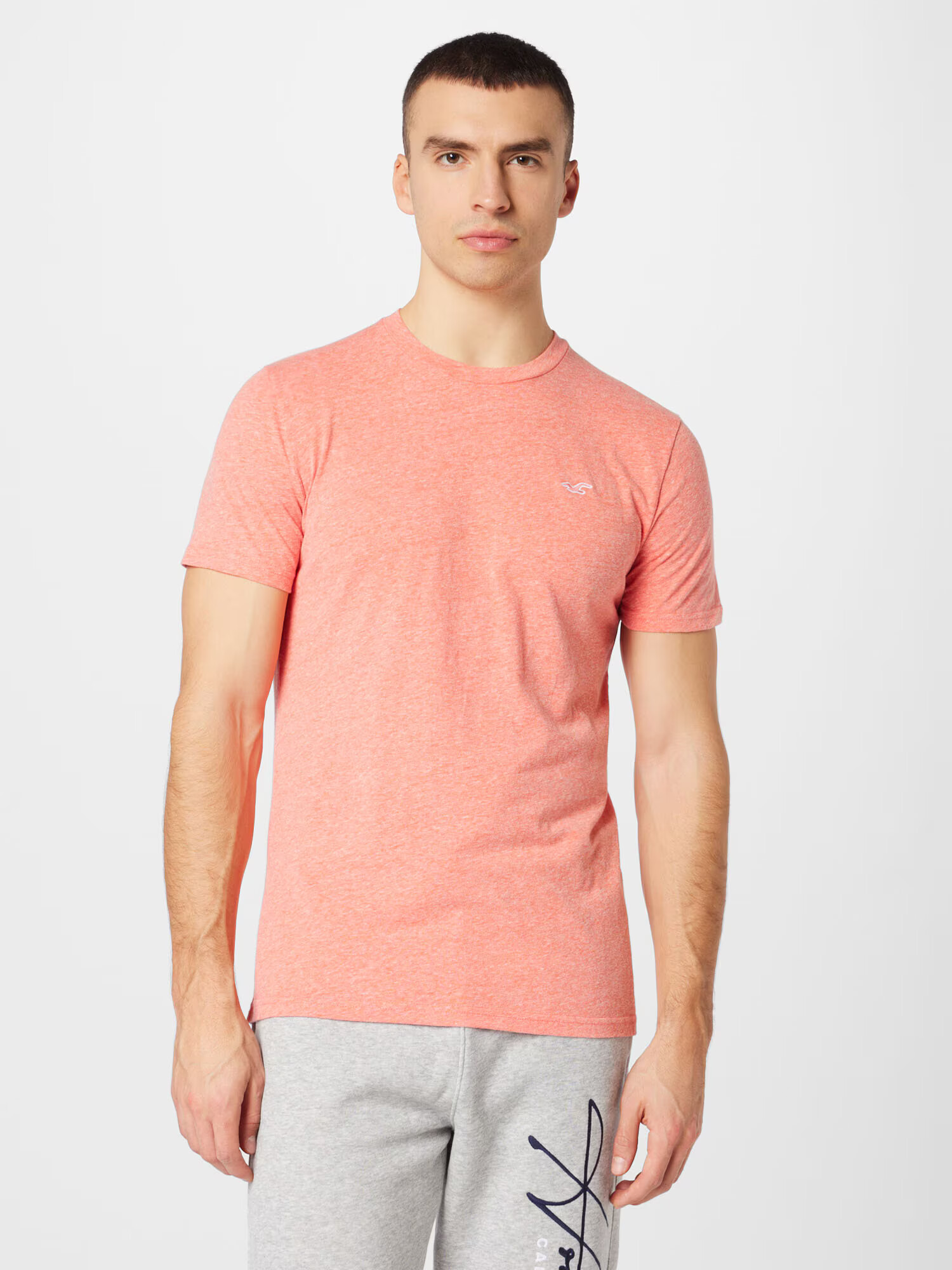 HOLLISTER Tricou roz pastel / alb - Pled.ro