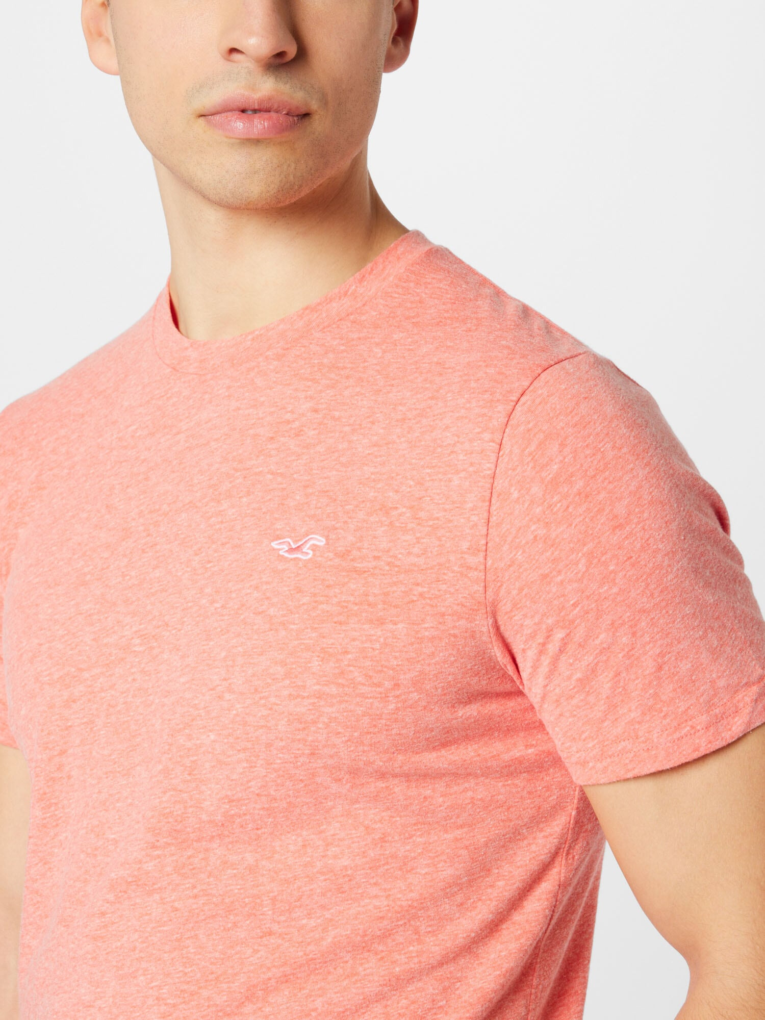 HOLLISTER Tricou roz pastel / alb - Pled.ro