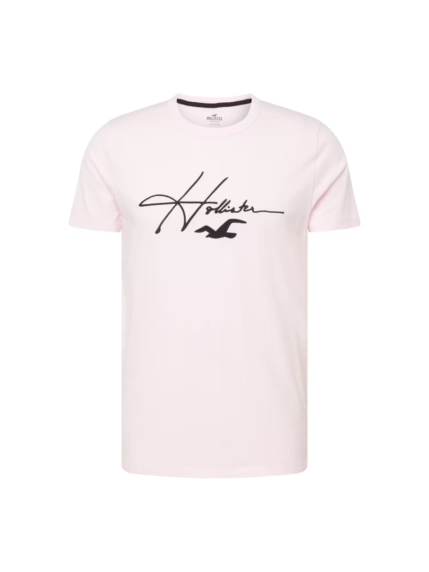 HOLLISTER Tricou roz pastel / negru - Pled.ro