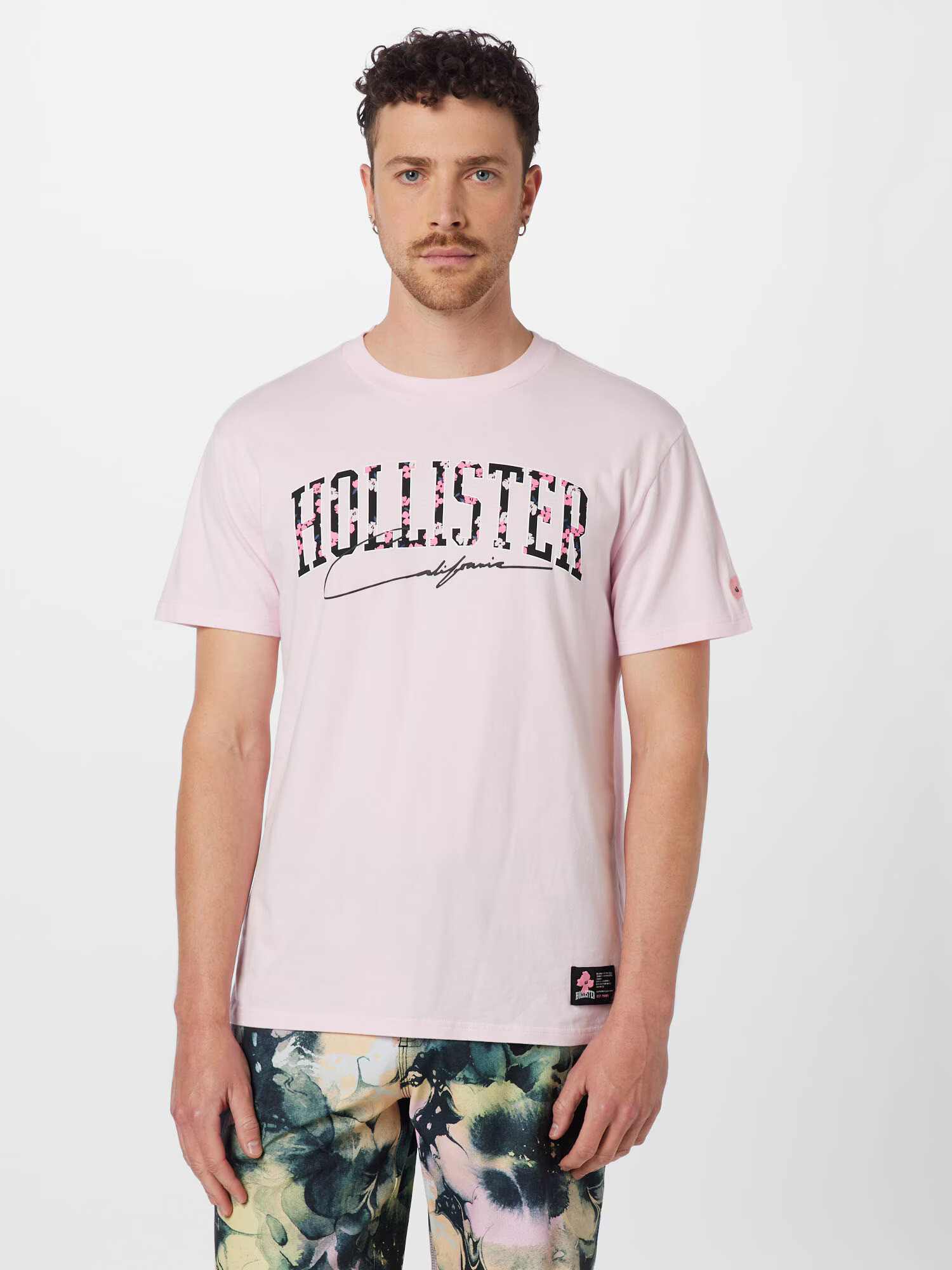 HOLLISTER Tricou roz / roz deschis / negru / alb - Pled.ro