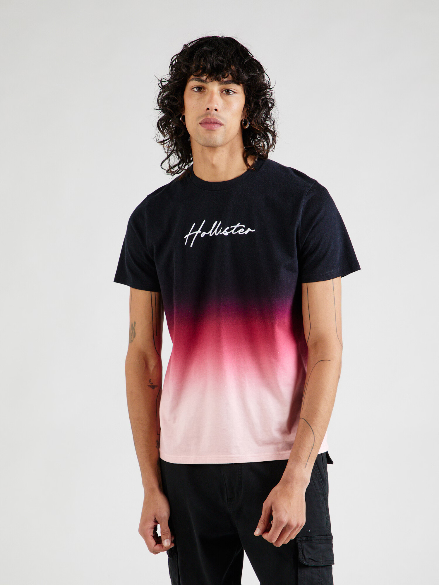 HOLLISTER Tricou roz / roz zmeură / negru / alb - Pled.ro