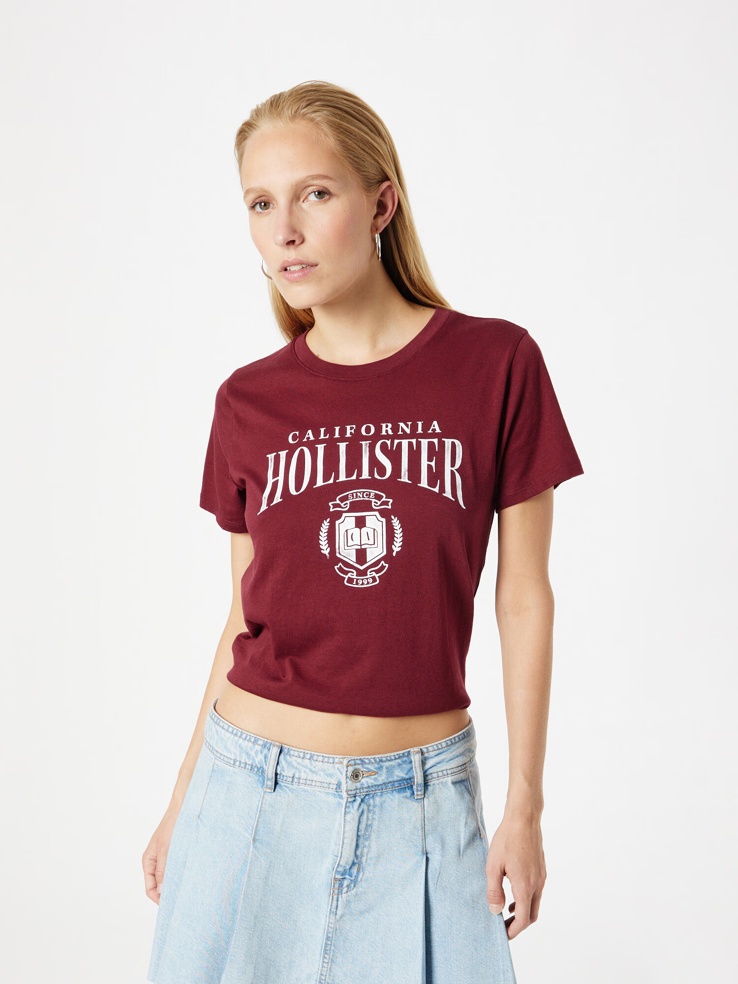 HOLLISTER Tricou sângeriu / alb - Pled.ro