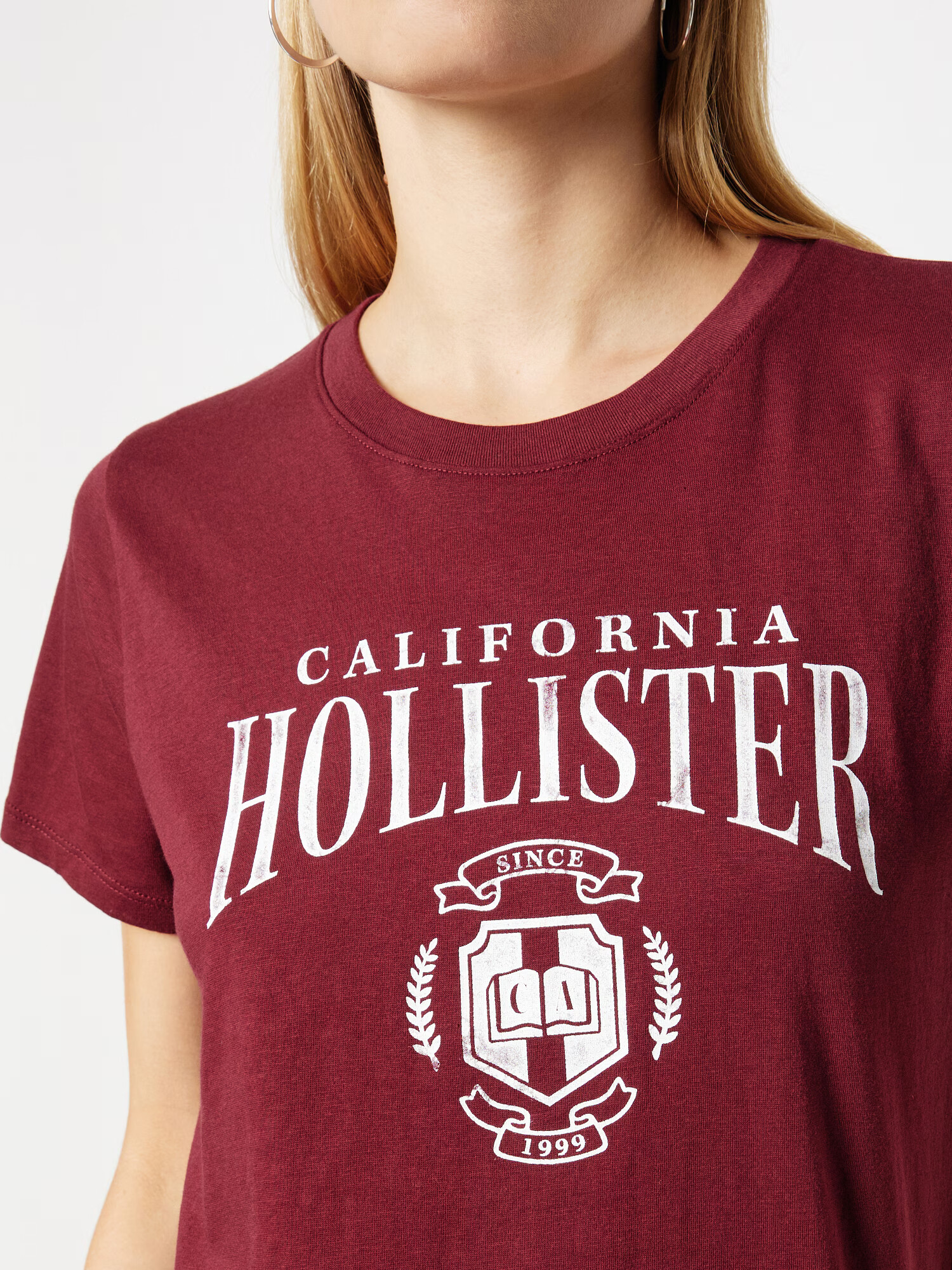 HOLLISTER Tricou sângeriu / alb - Pled.ro