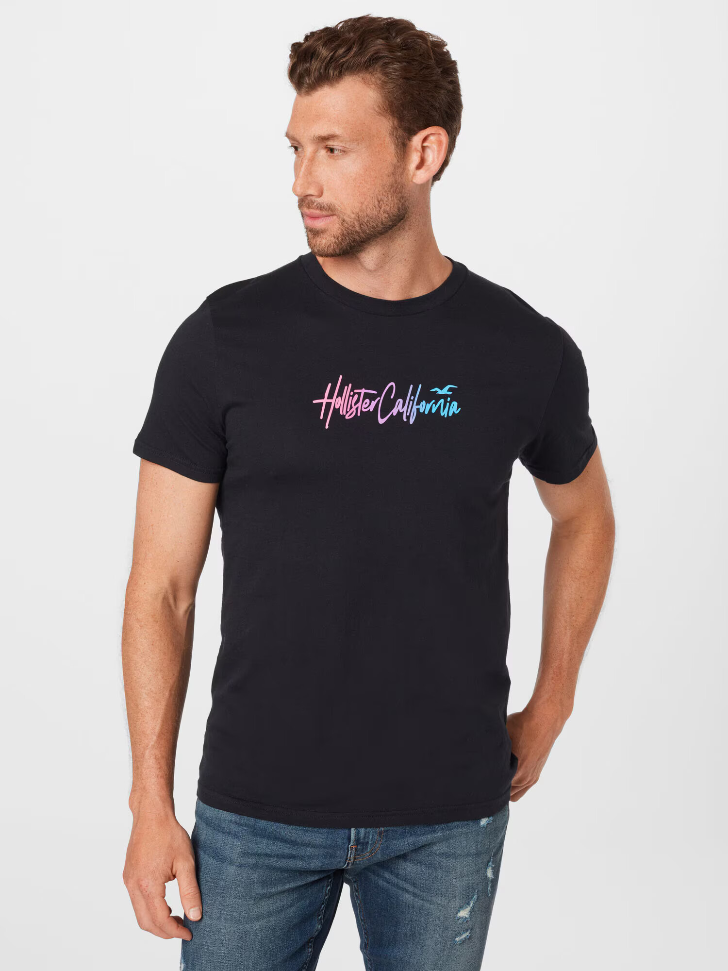 HOLLISTER Tricou turcoaz / roz / negru / alb - Pled.ro