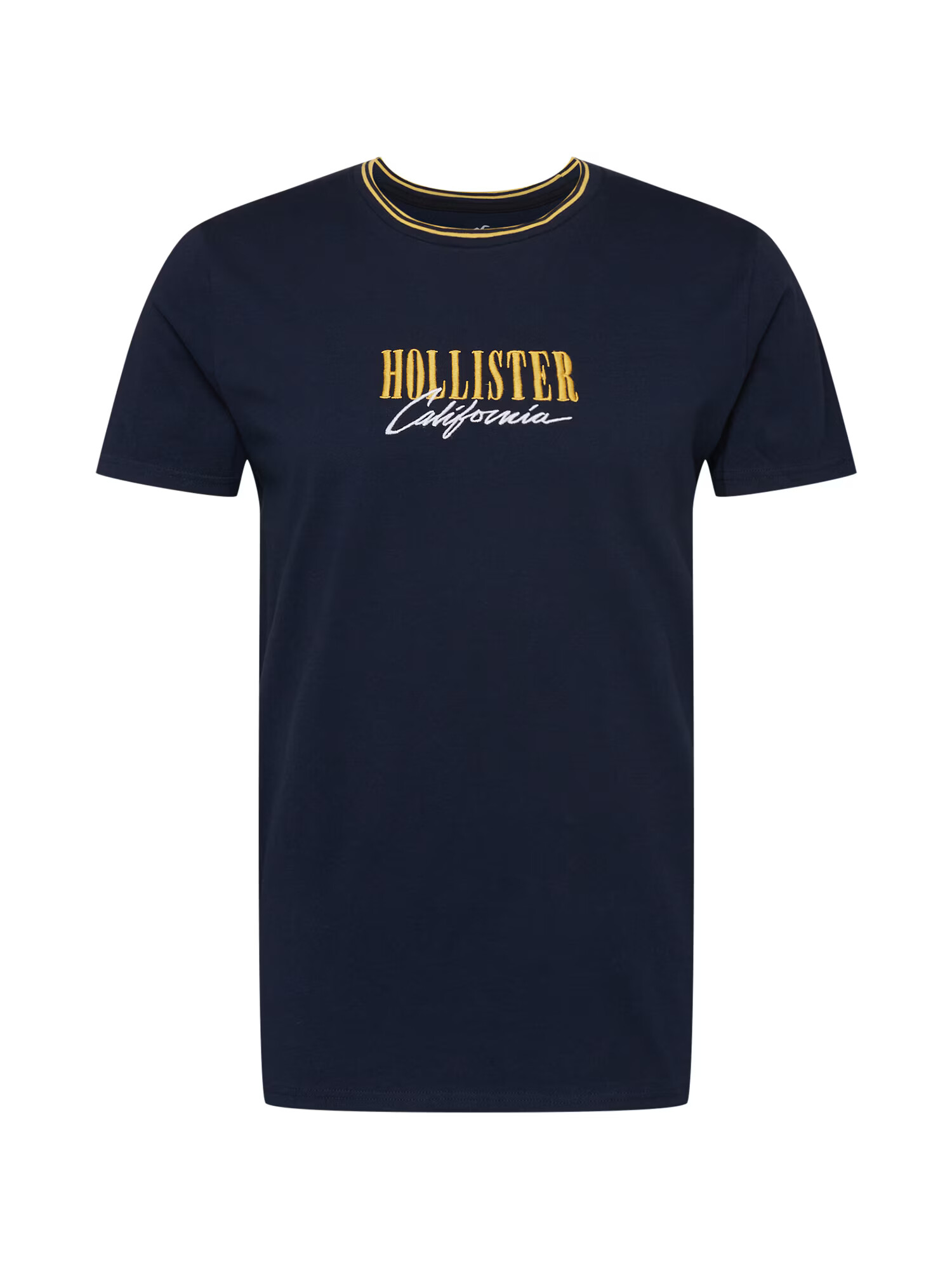 HOLLISTER Tricou 'VARSITY MAR' albastru noapte / galben auriu / alb - Pled.ro