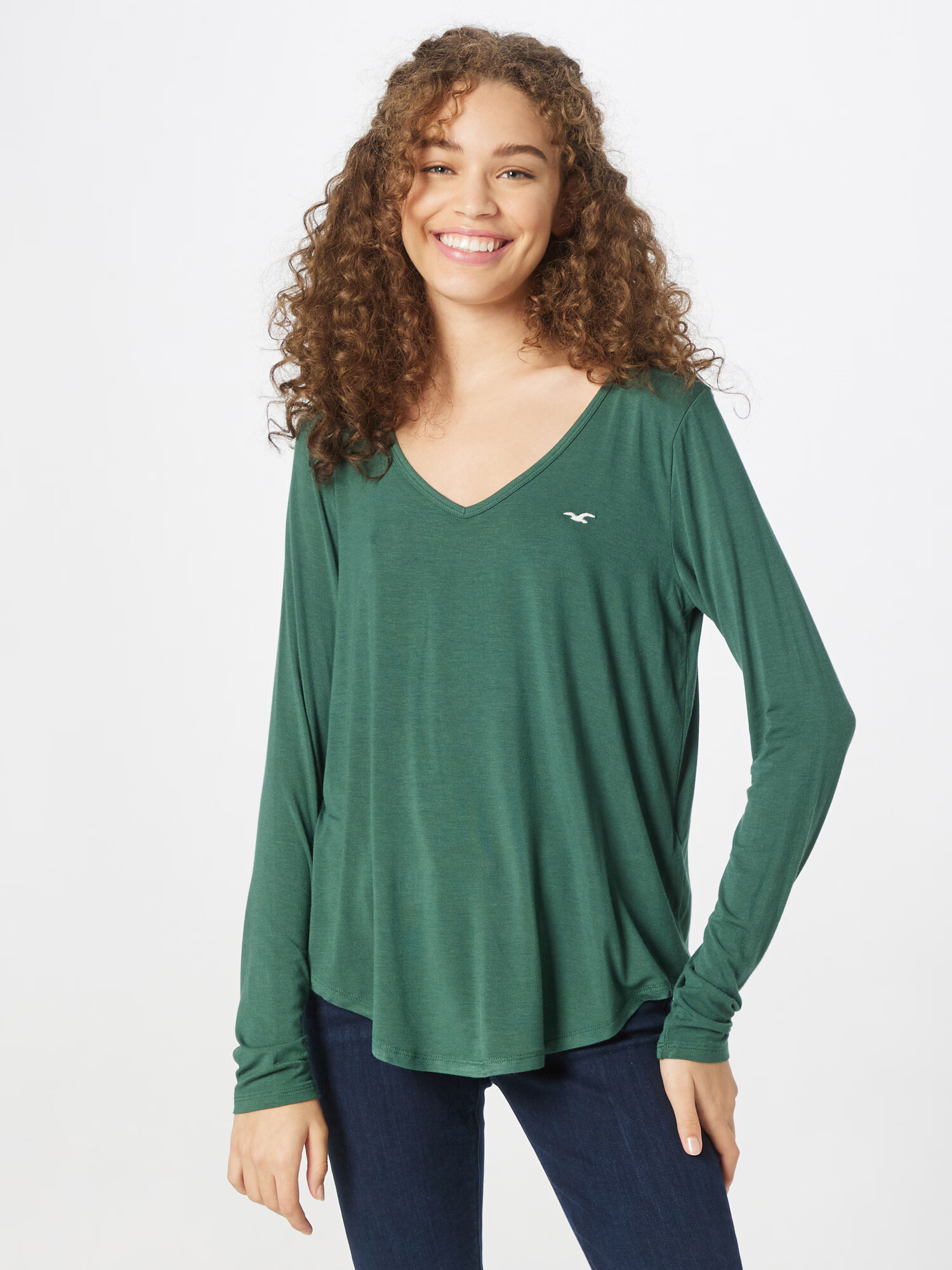 HOLLISTER Tricou verde / alb - Pled.ro