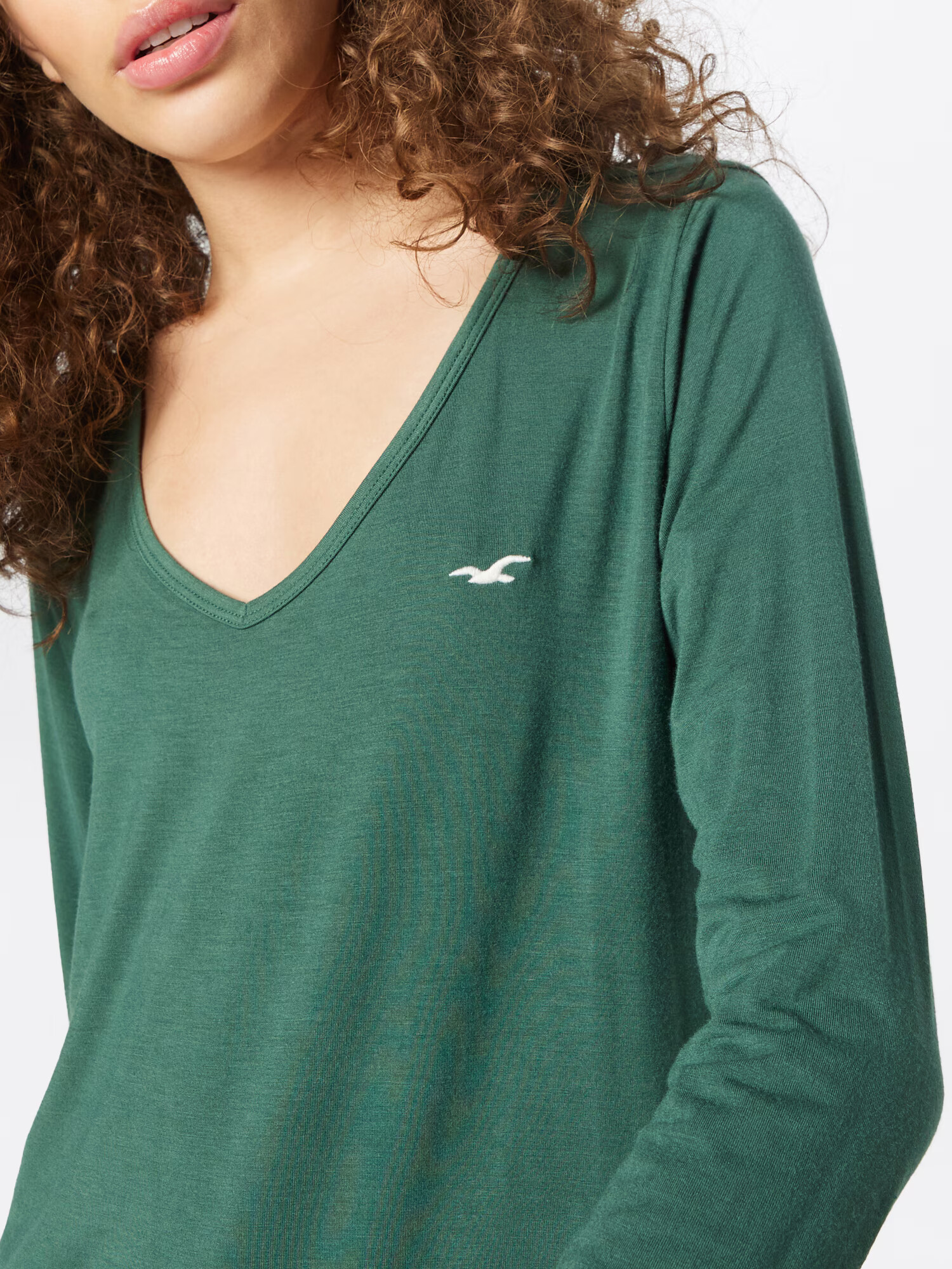 HOLLISTER Tricou verde / alb - Pled.ro