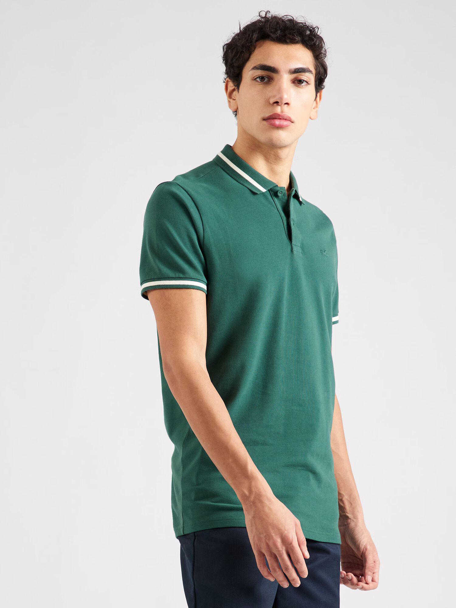 HOLLISTER Tricou verde / alb - Pled.ro