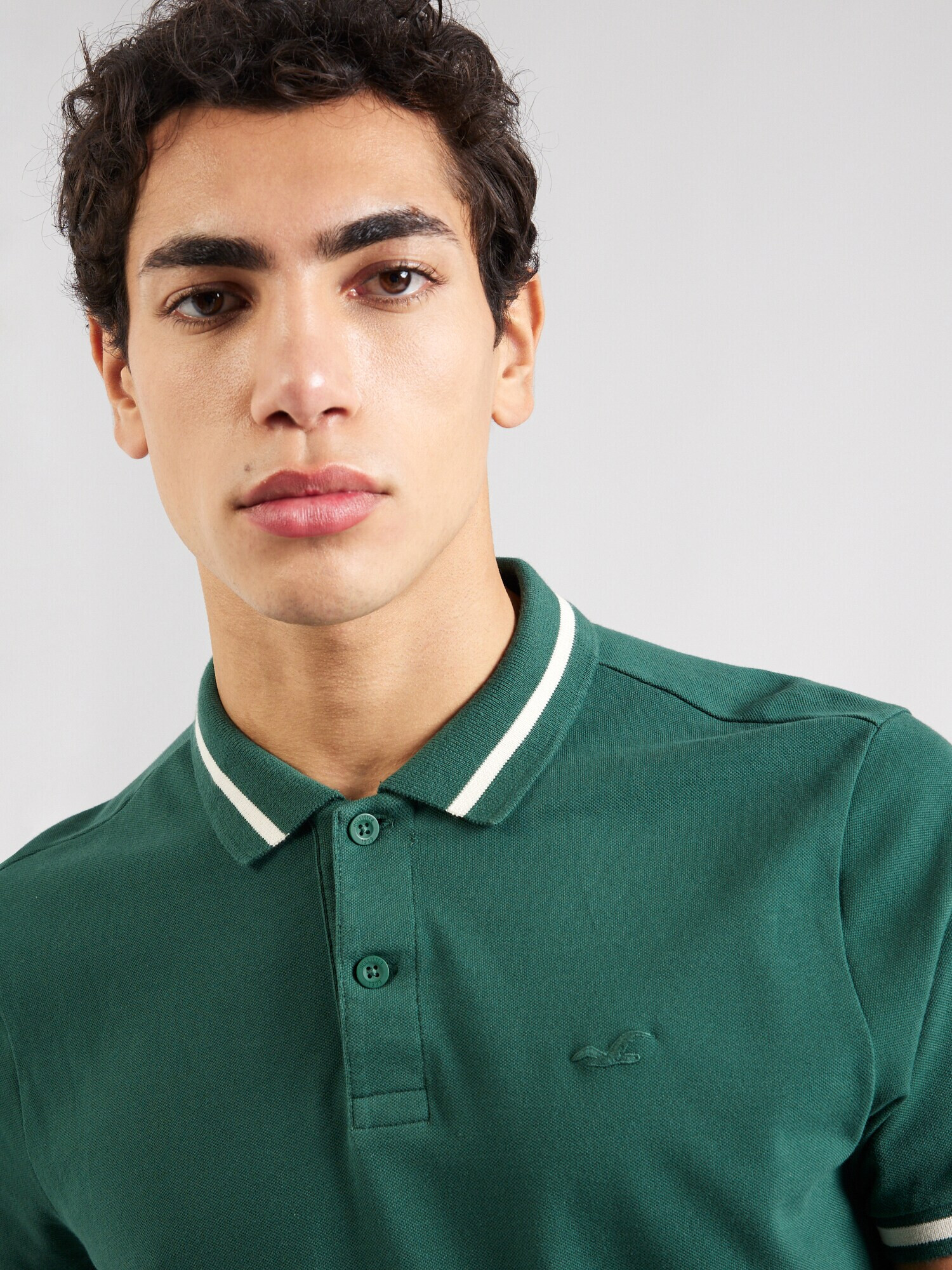 HOLLISTER Tricou verde / alb - Pled.ro