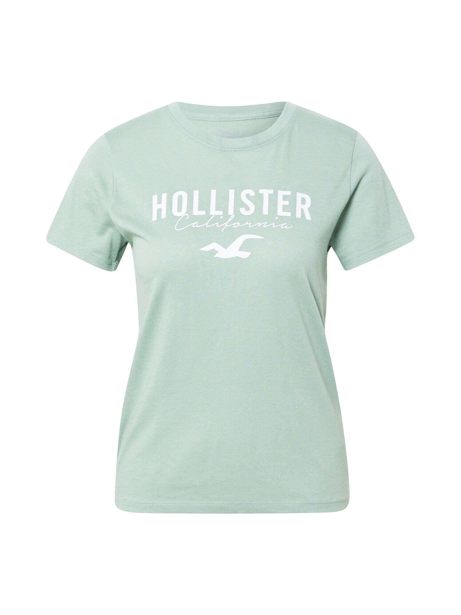 HOLLISTER Tricou verde deschis / alb - Pled.ro