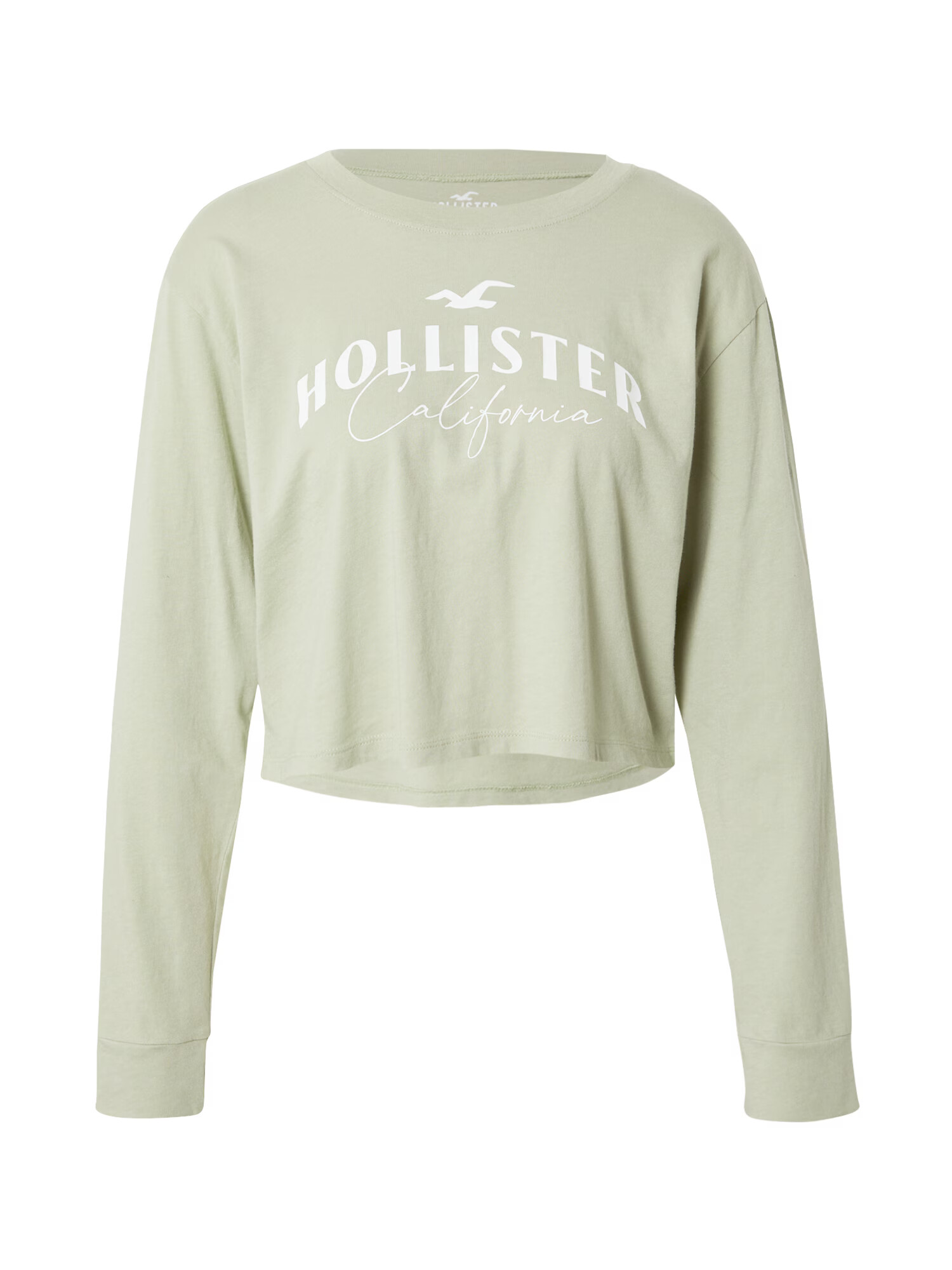 HOLLISTER Tricou verde deschis / alb - Pled.ro