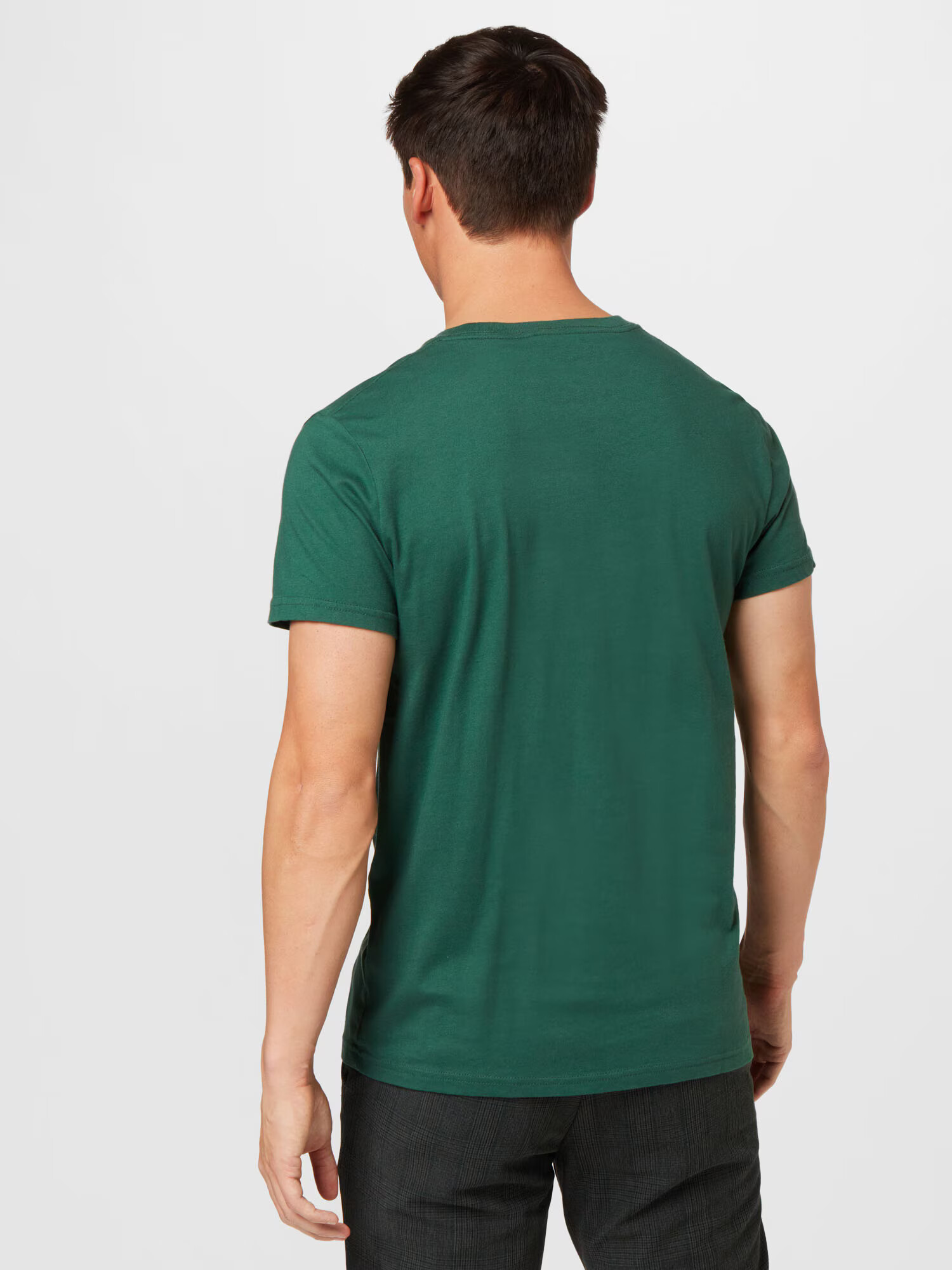 HOLLISTER Tricou verde închis / alb - Pled.ro