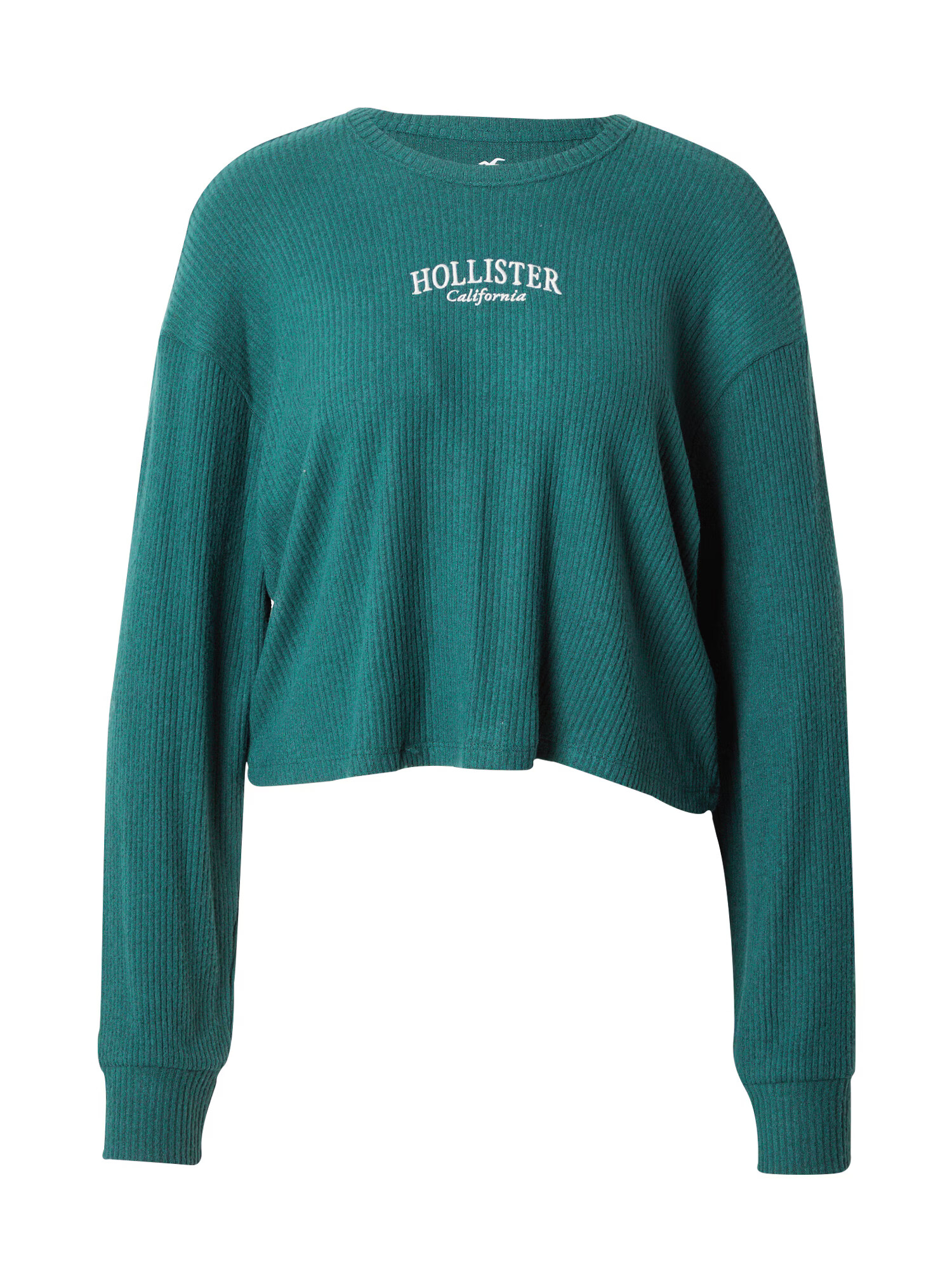 HOLLISTER Tricou verde închis / alb - Pled.ro