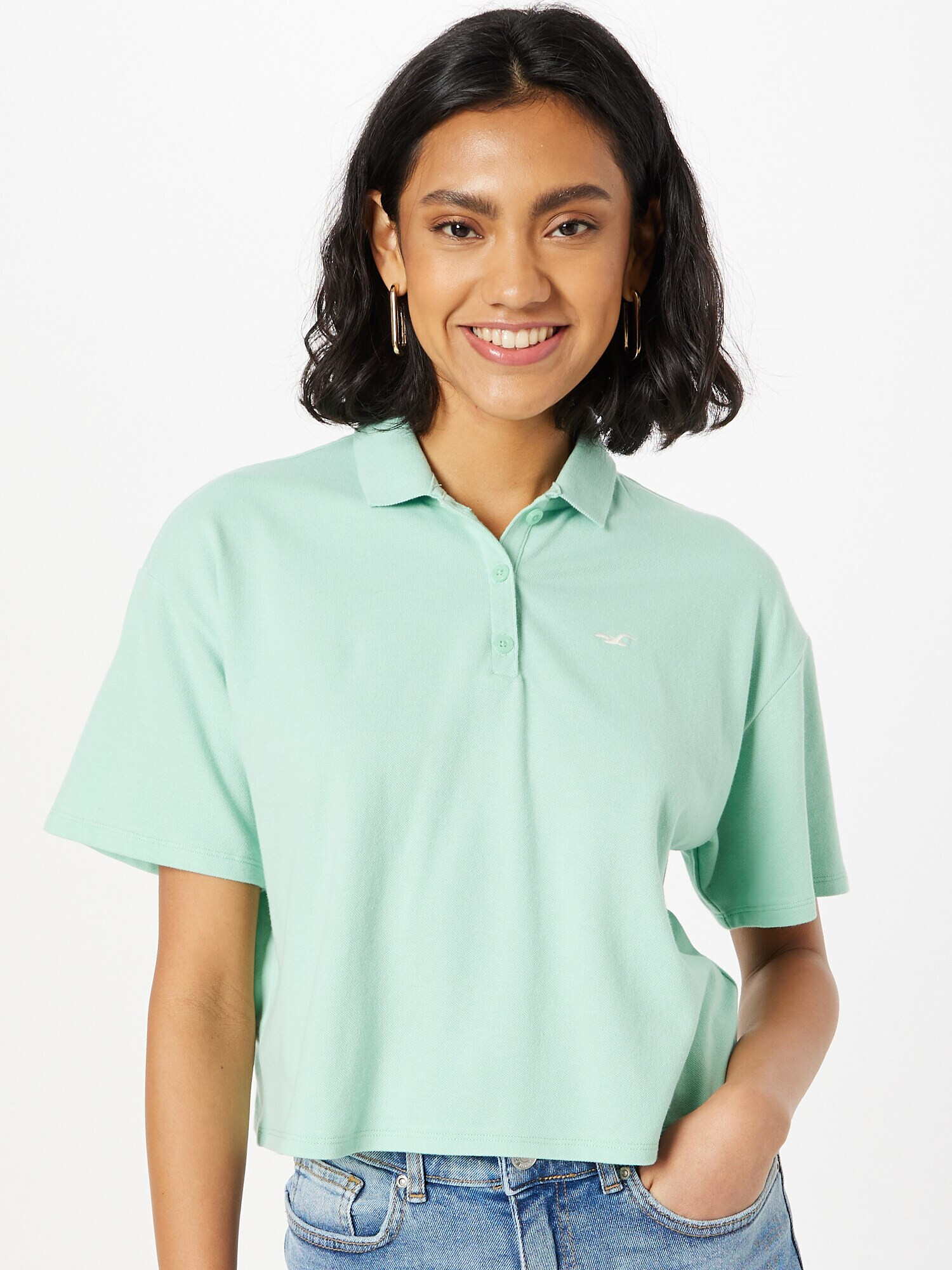 HOLLISTER Tricou verde pastel - Pled.ro