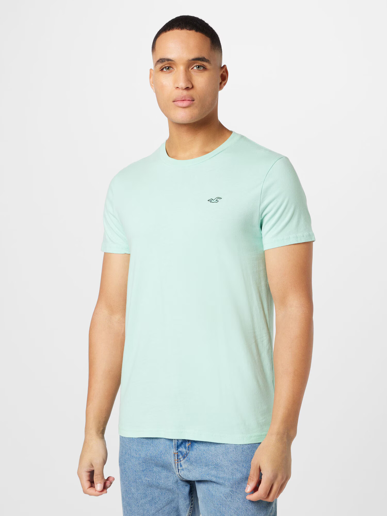 HOLLISTER Tricou verde pastel / negru - Pled.ro