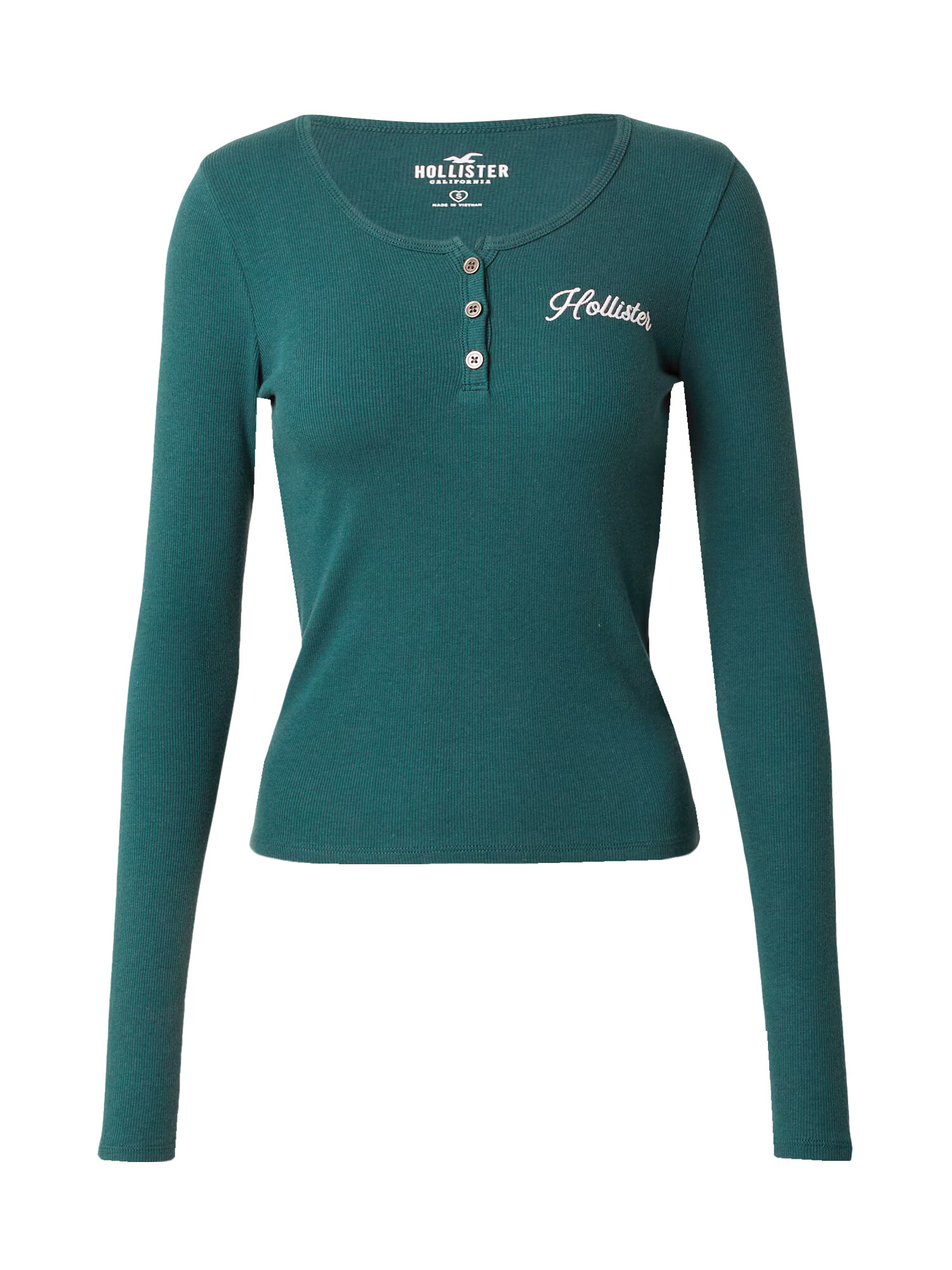 HOLLISTER Tricou verde pin / alb - Pled.ro