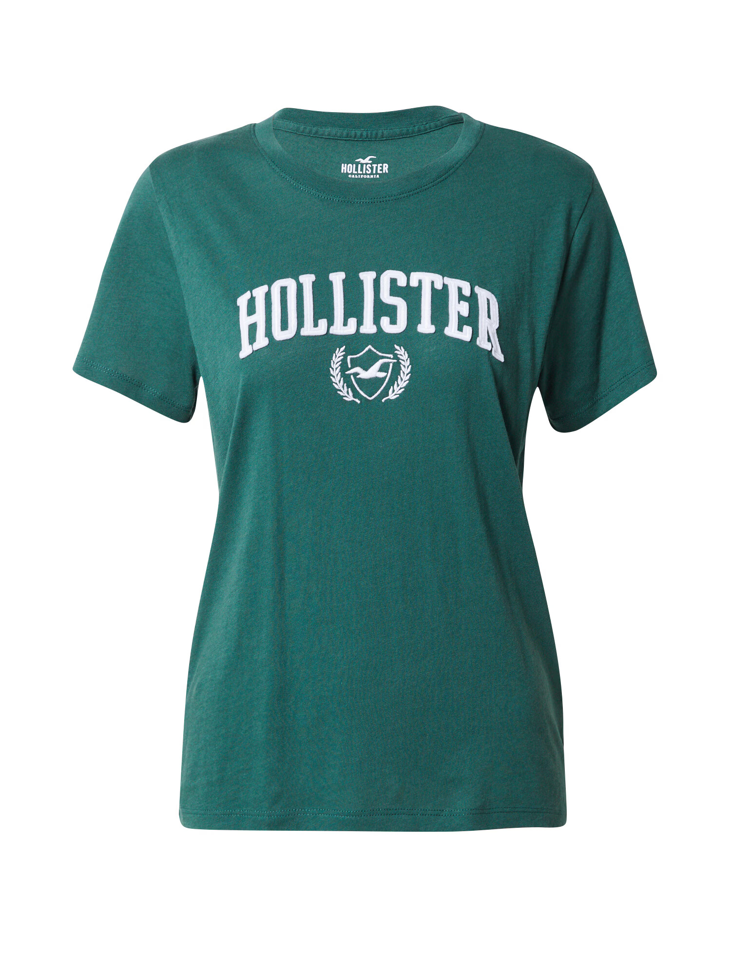 HOLLISTER Tricou verde smarald / alb - Pled.ro