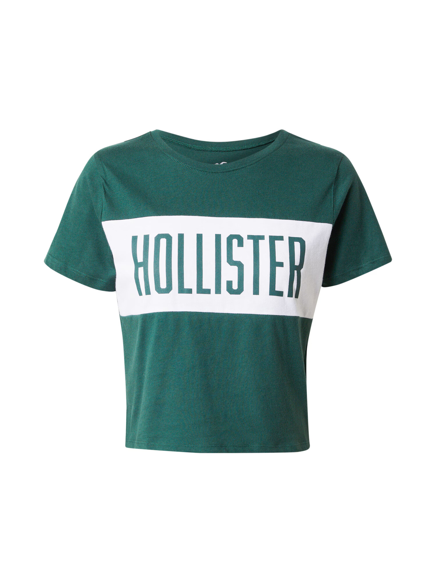 HOLLISTER Tricou verde smarald / alb - Pled.ro