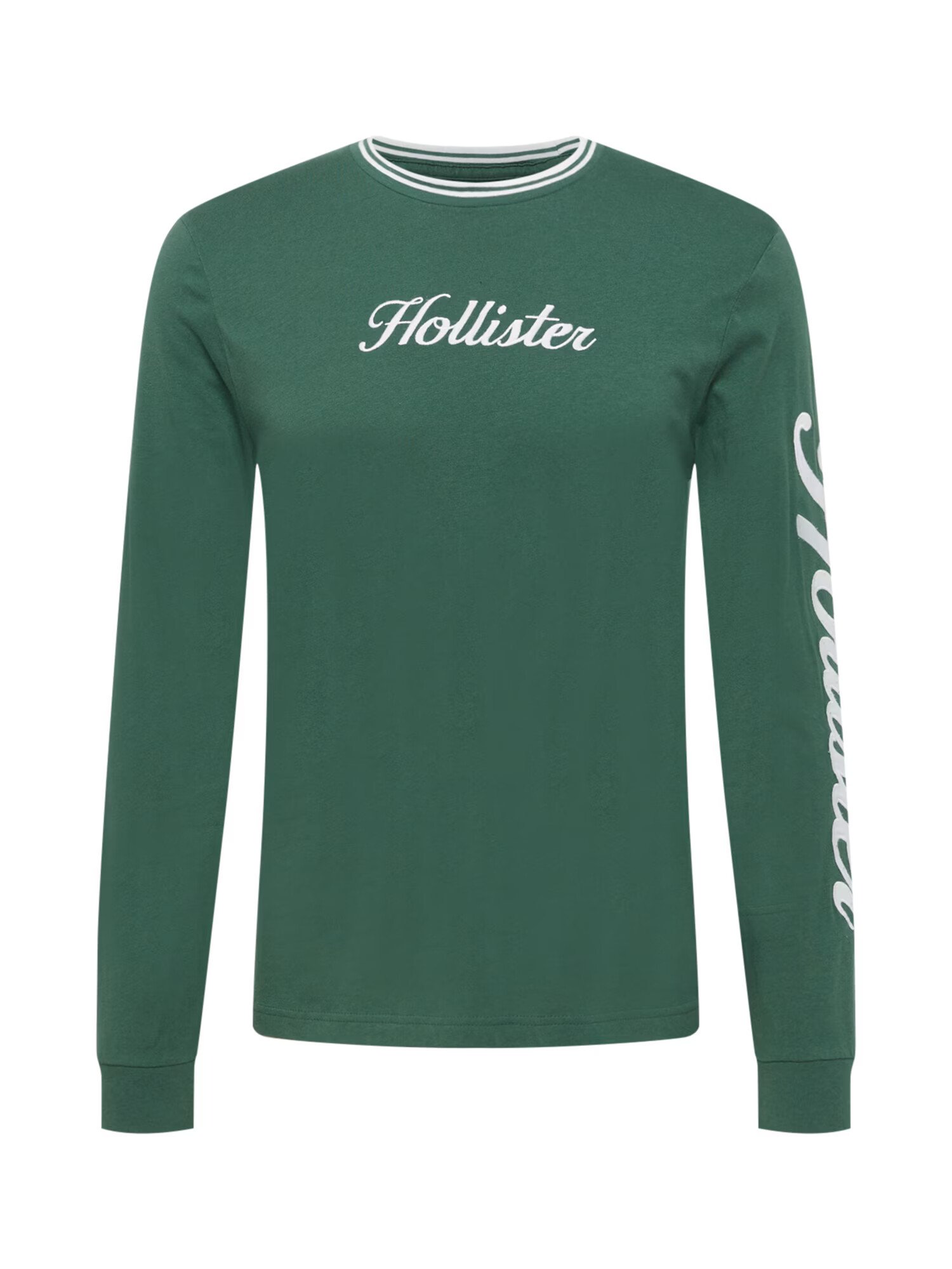 HOLLISTER Tricou verde smarald / alb - Pled.ro