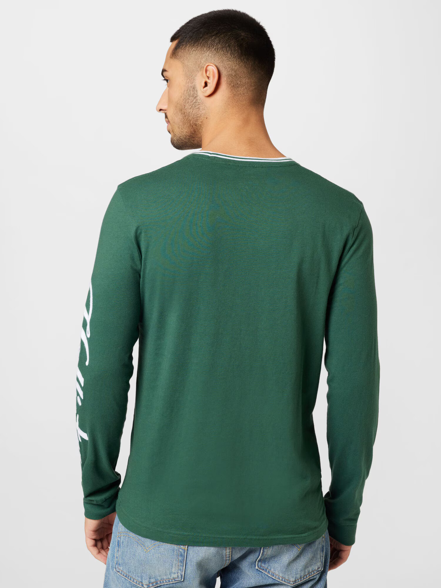 HOLLISTER Tricou verde smarald / alb - Pled.ro