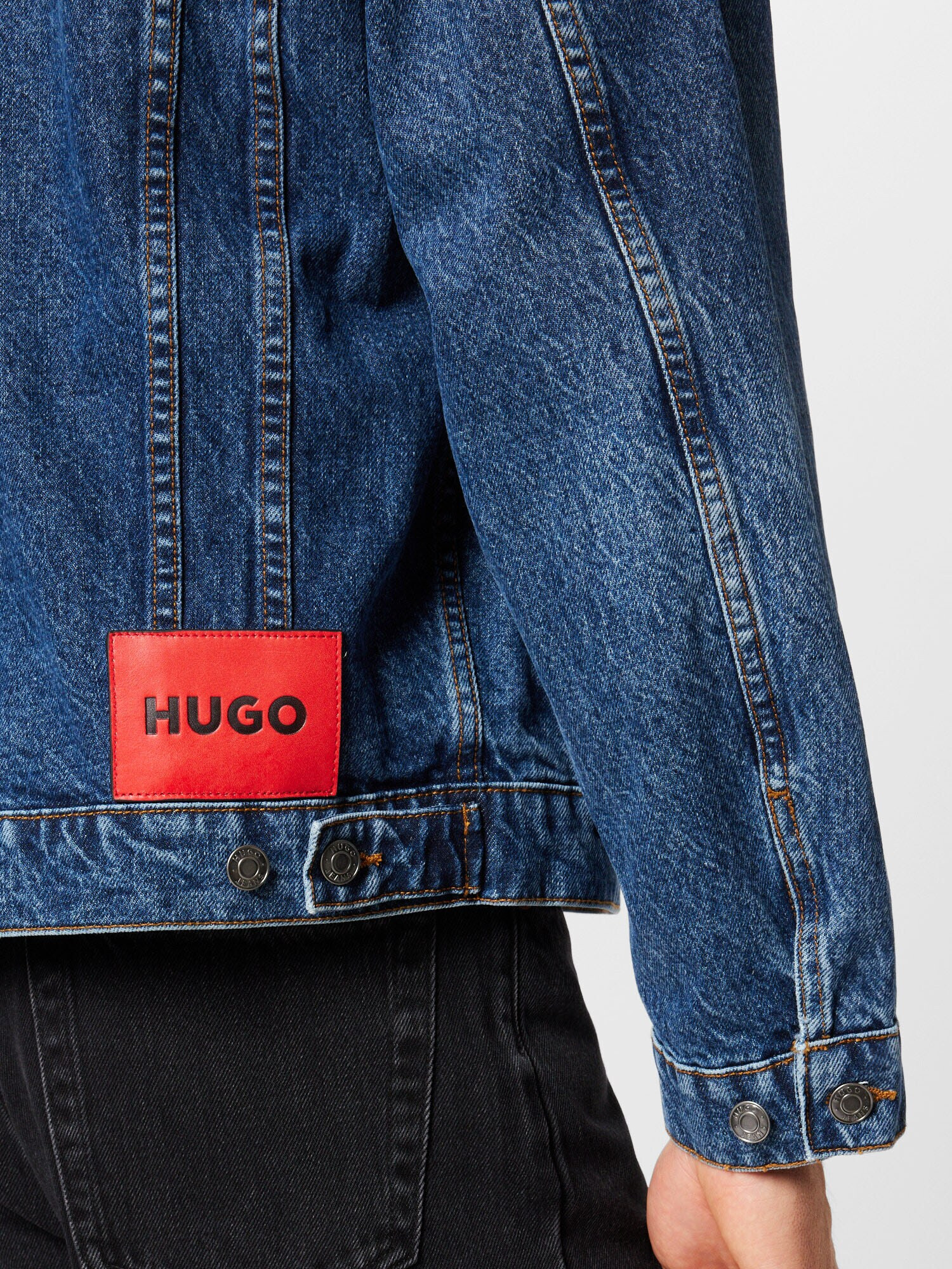 HUGO Red Geacă de primăvară-toamnă albastru denim / verde / roșu / negru - Pled.ro