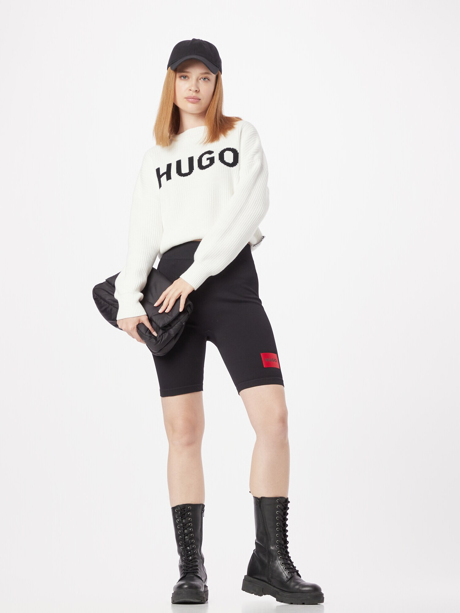 HUGO Leggings roșu / negru - Pled.ro