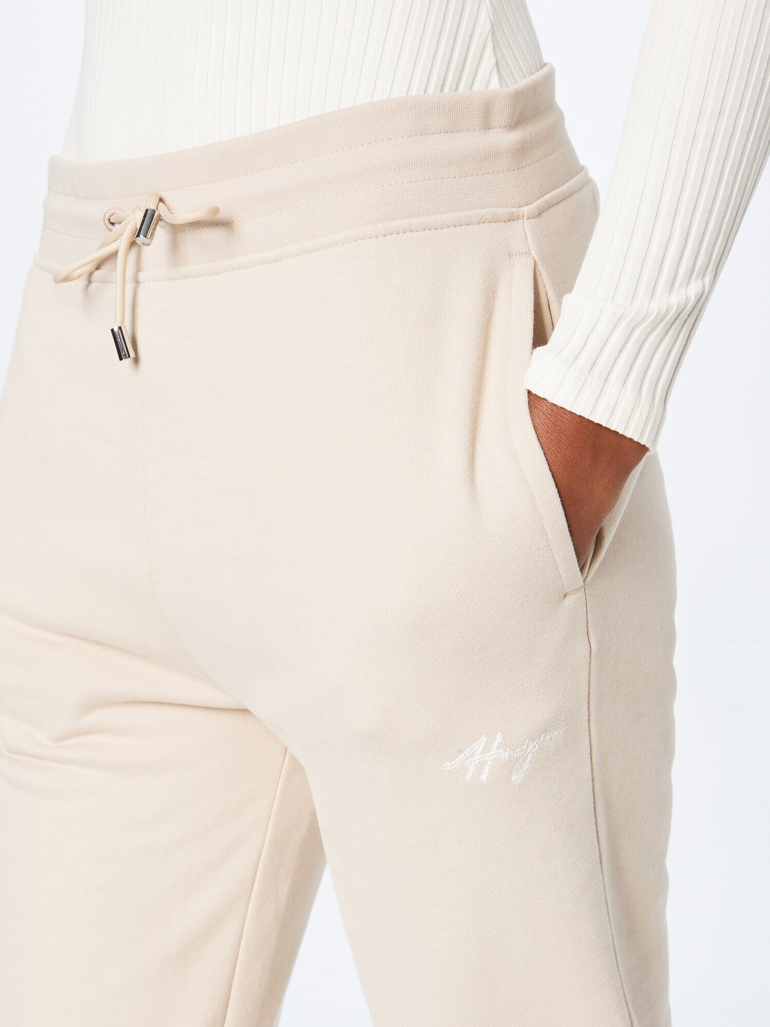 HUGO Pantaloni 'Easy' bej deschis / alb - Pled.ro