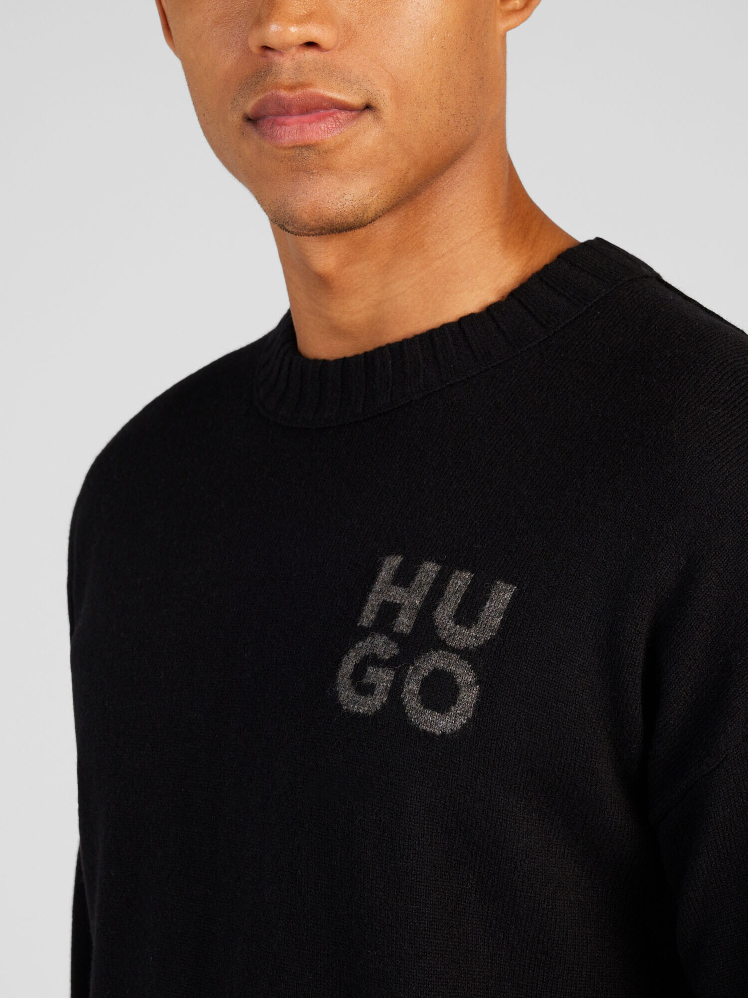 HUGO Red Pulover 'San Cassio' gri / negru - Pled.ro