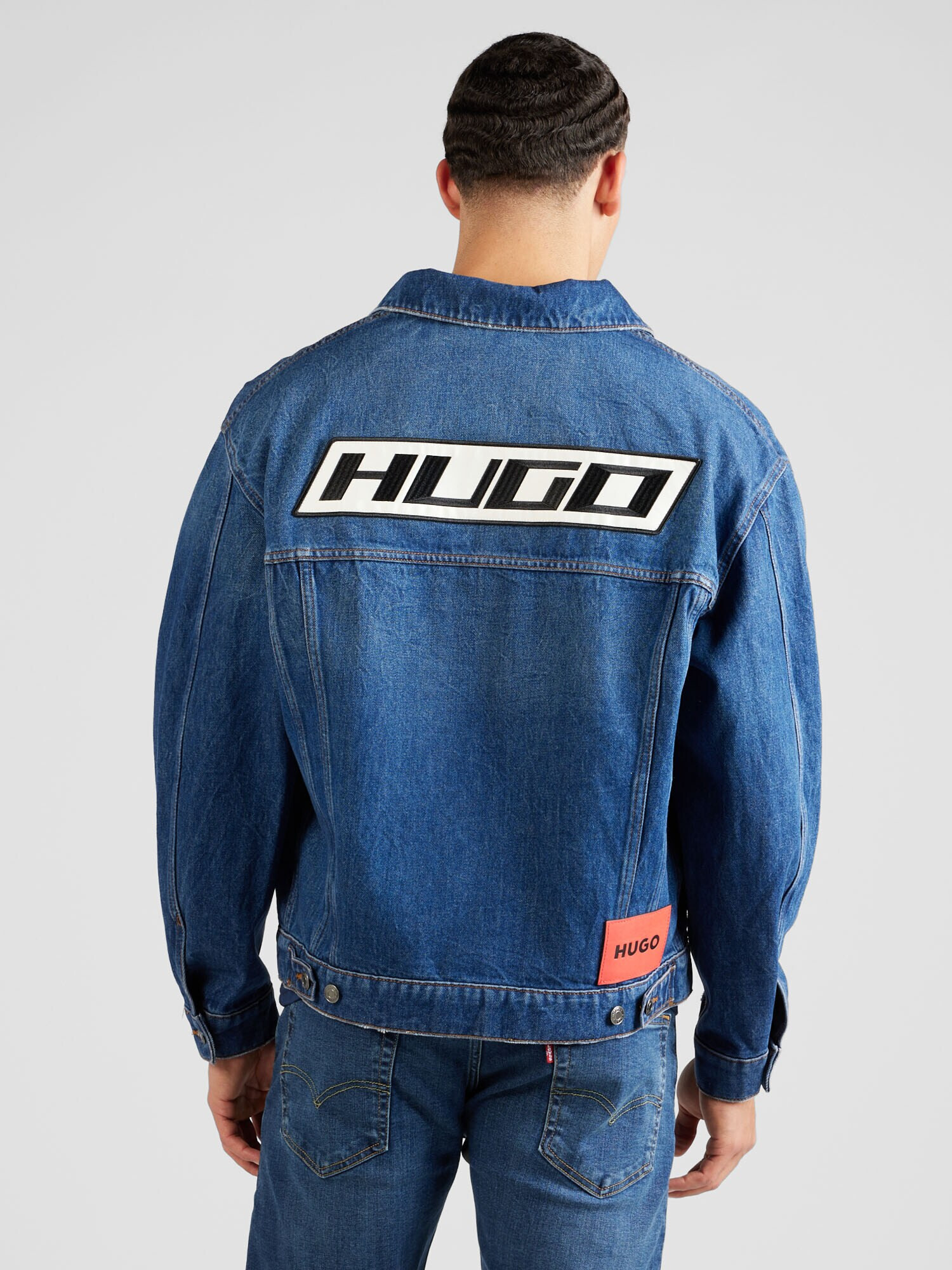 HUGO Red Geacă de primăvară-toamnă albastru denim / negru / alb - Pled.ro