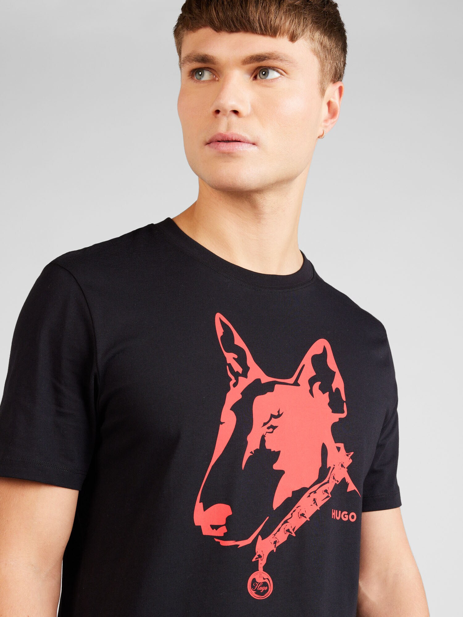 HUGO Red Tricou 'Dammock' roșu deschis / negru - Pled.ro