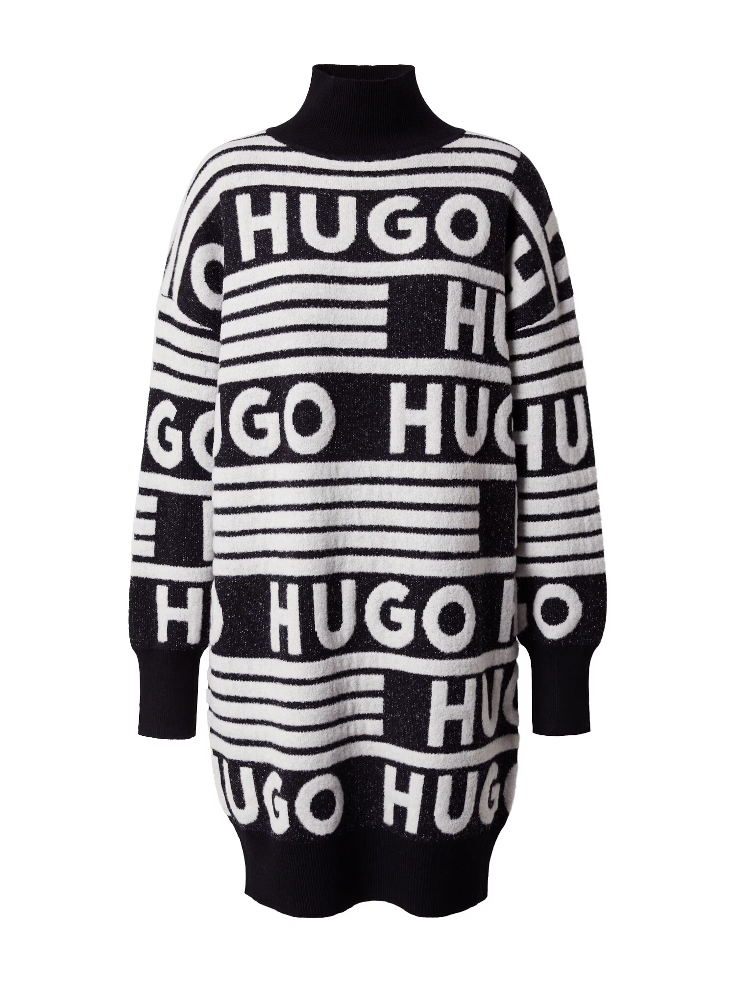 HUGO Rochie tricotat 'Sisminy' negru / alb - Pled.ro