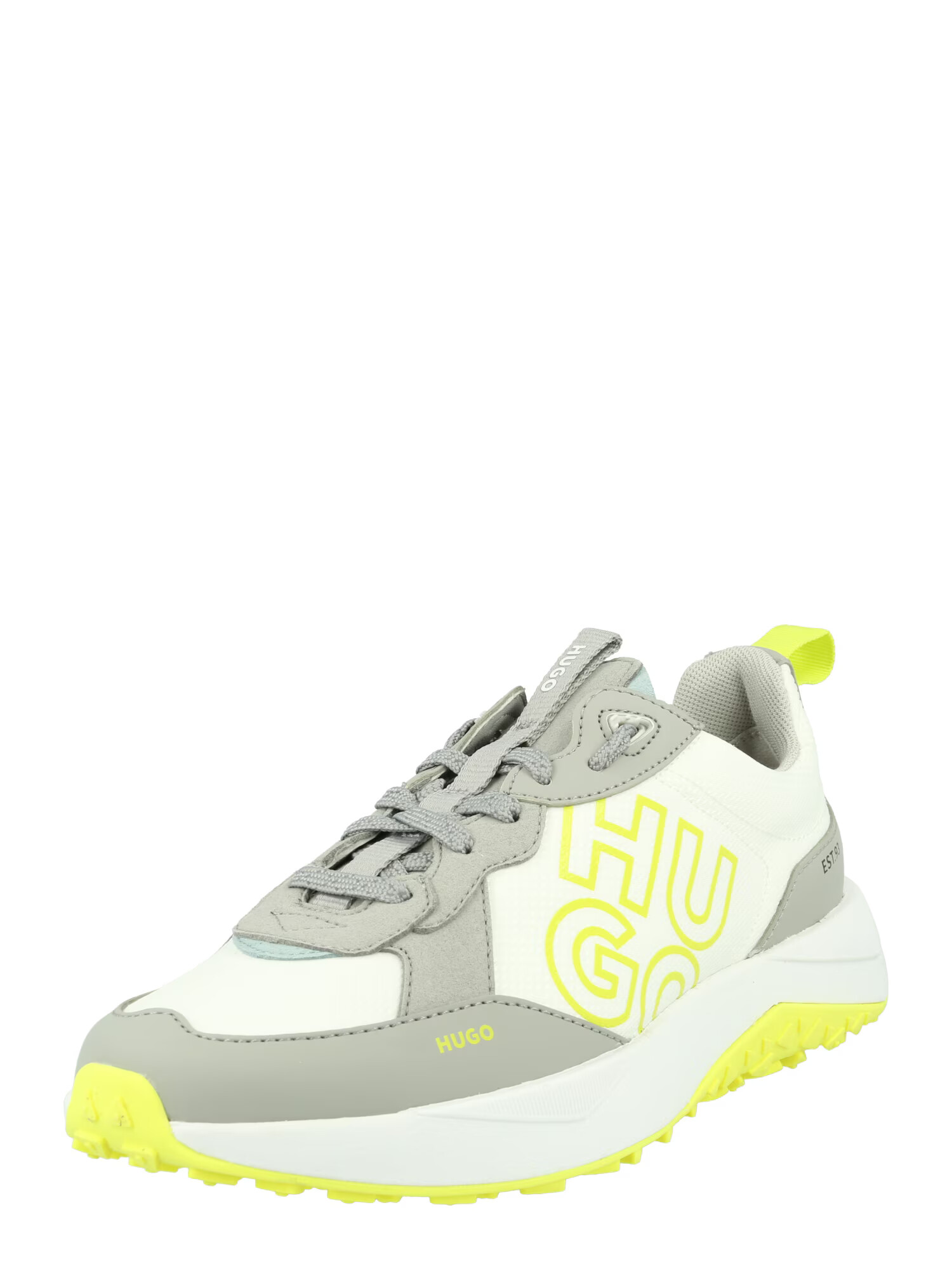 HUGO Sneaker low 'Kane' galben neon / gri fumuriu / alb - Pled.ro