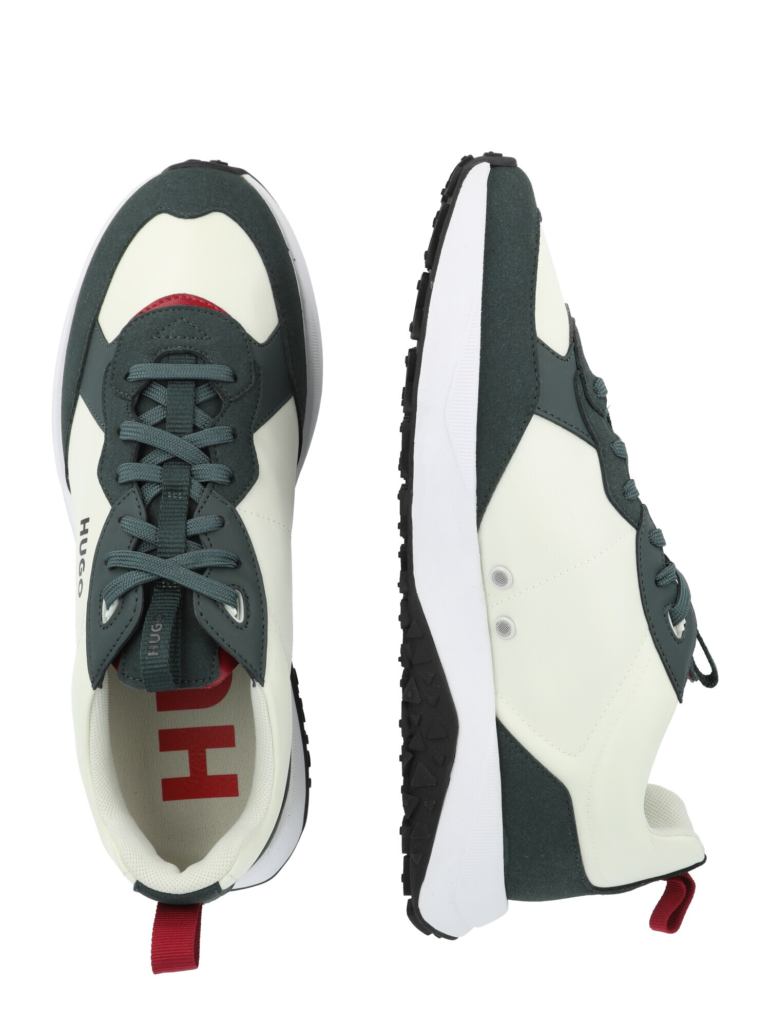 HUGO Sneaker low 'Kane' verde închis / roșu vin / alb - Pled.ro