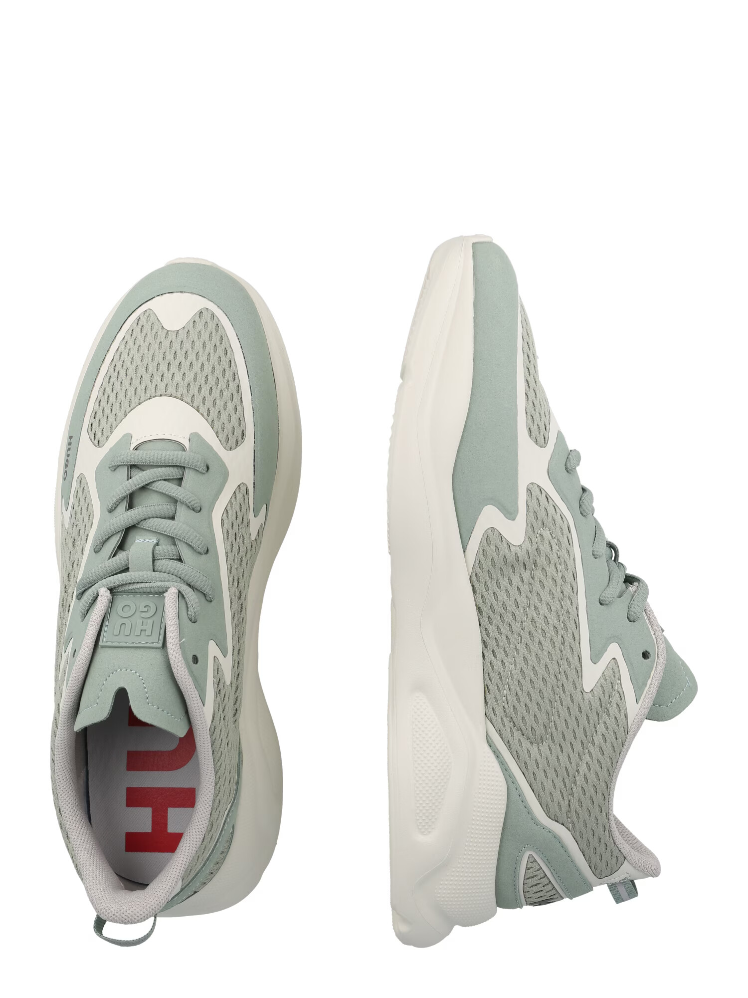 HUGO Sneaker low 'Leon' crem / gri metalic / verde jad - Pled.ro