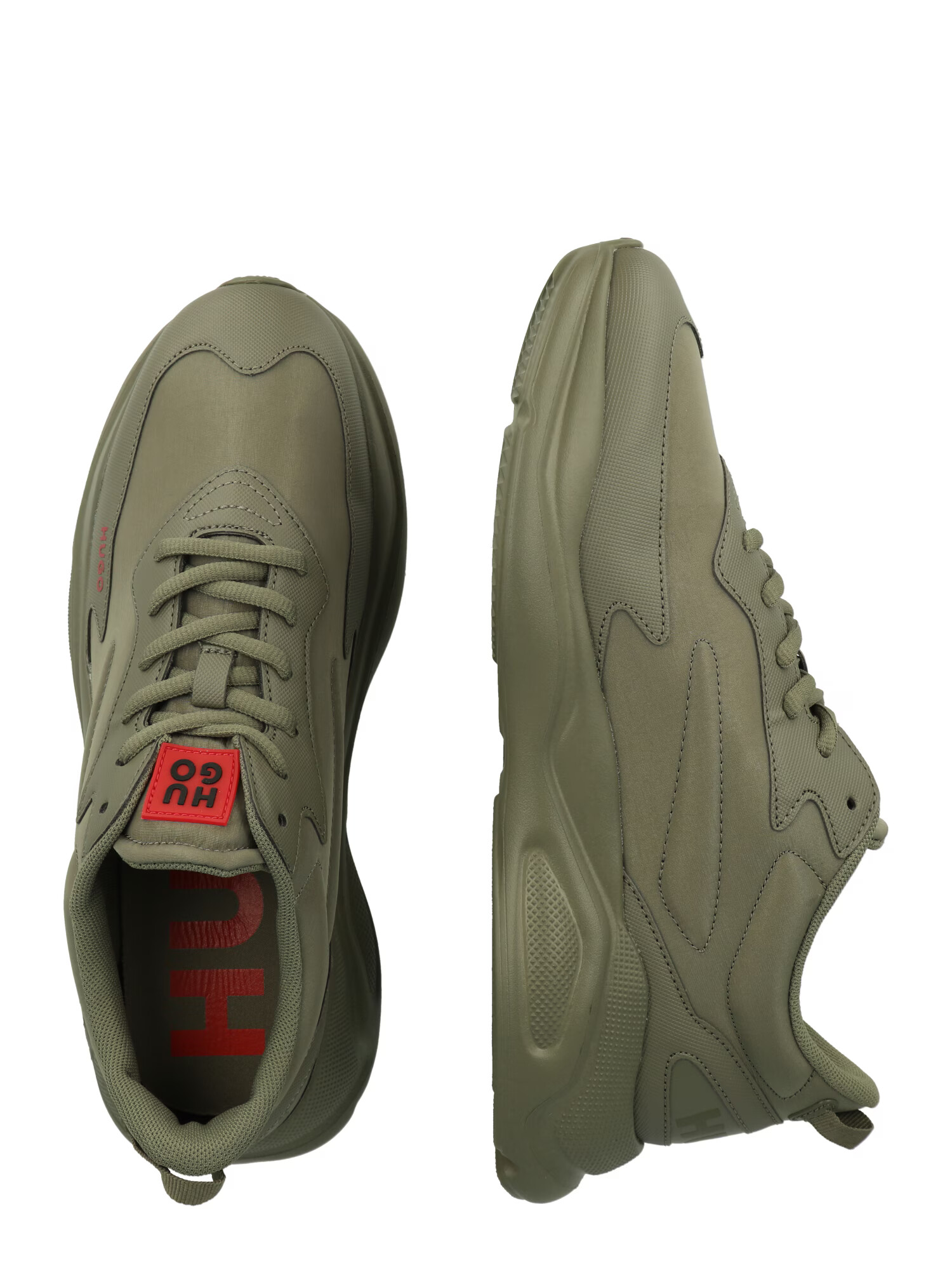 HUGO Sneaker low 'Leon' verde închis / roșu - Pled.ro