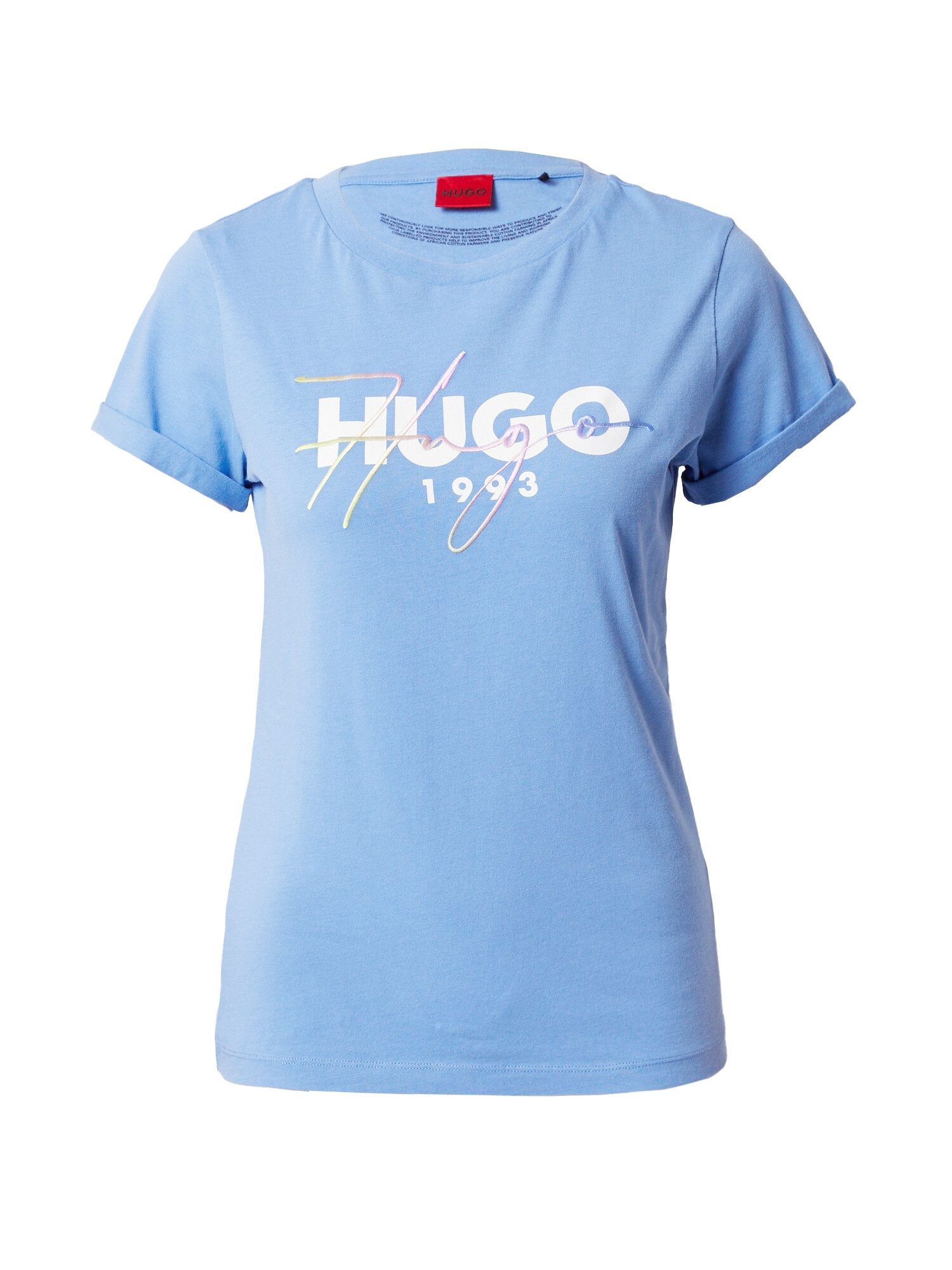 HUGO Tricou albastru deschis / alb - Pled.ro