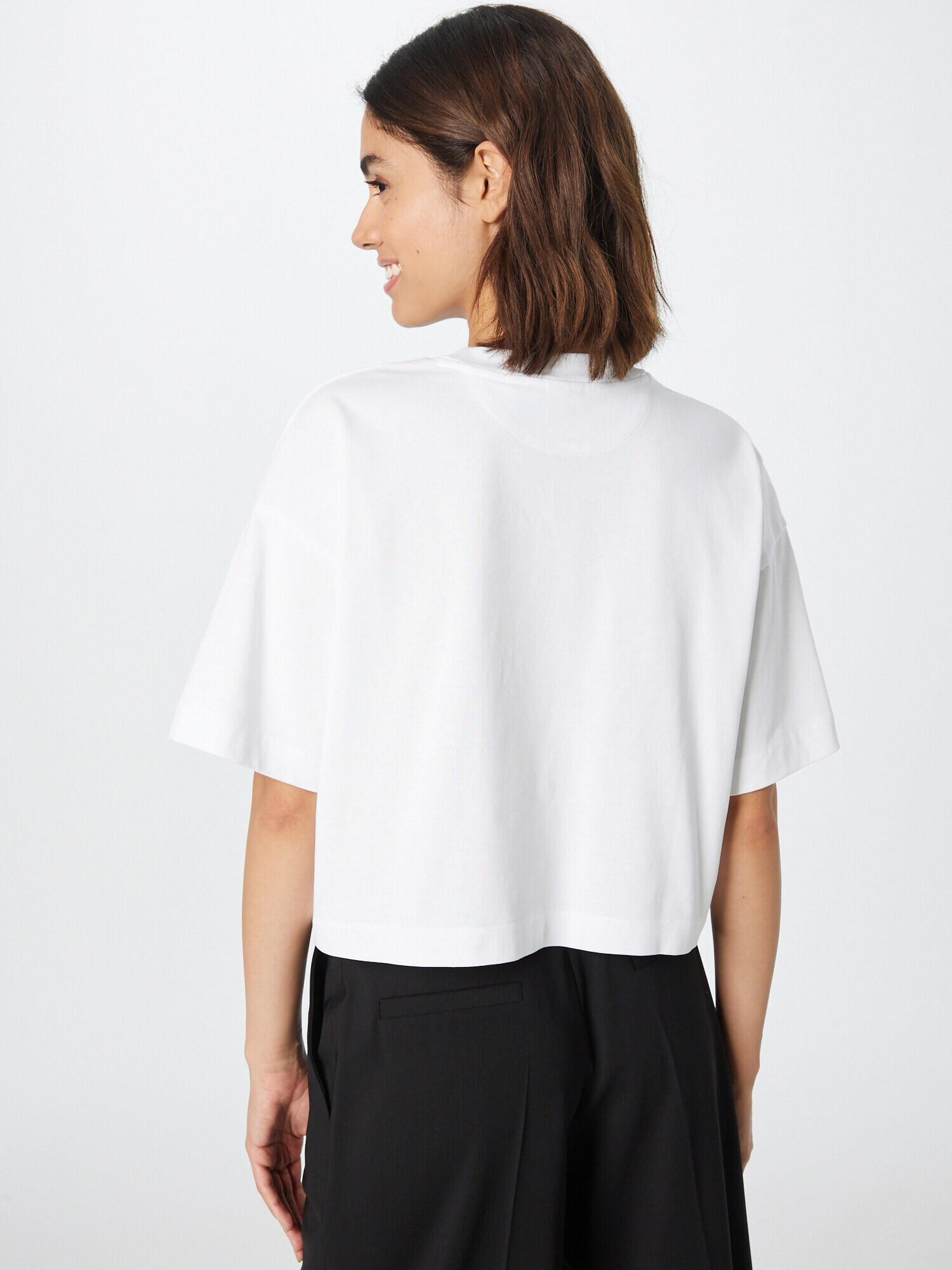 HUGO Tricou 'Cropped Tee' negru / alb - Pled.ro