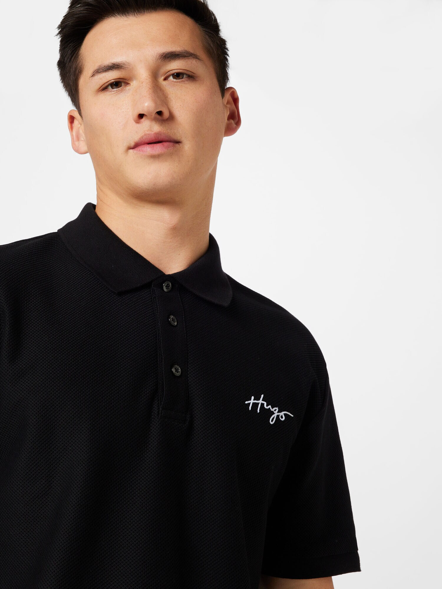 HUGO Tricou 'Daipo' negru / alb - Pled.ro