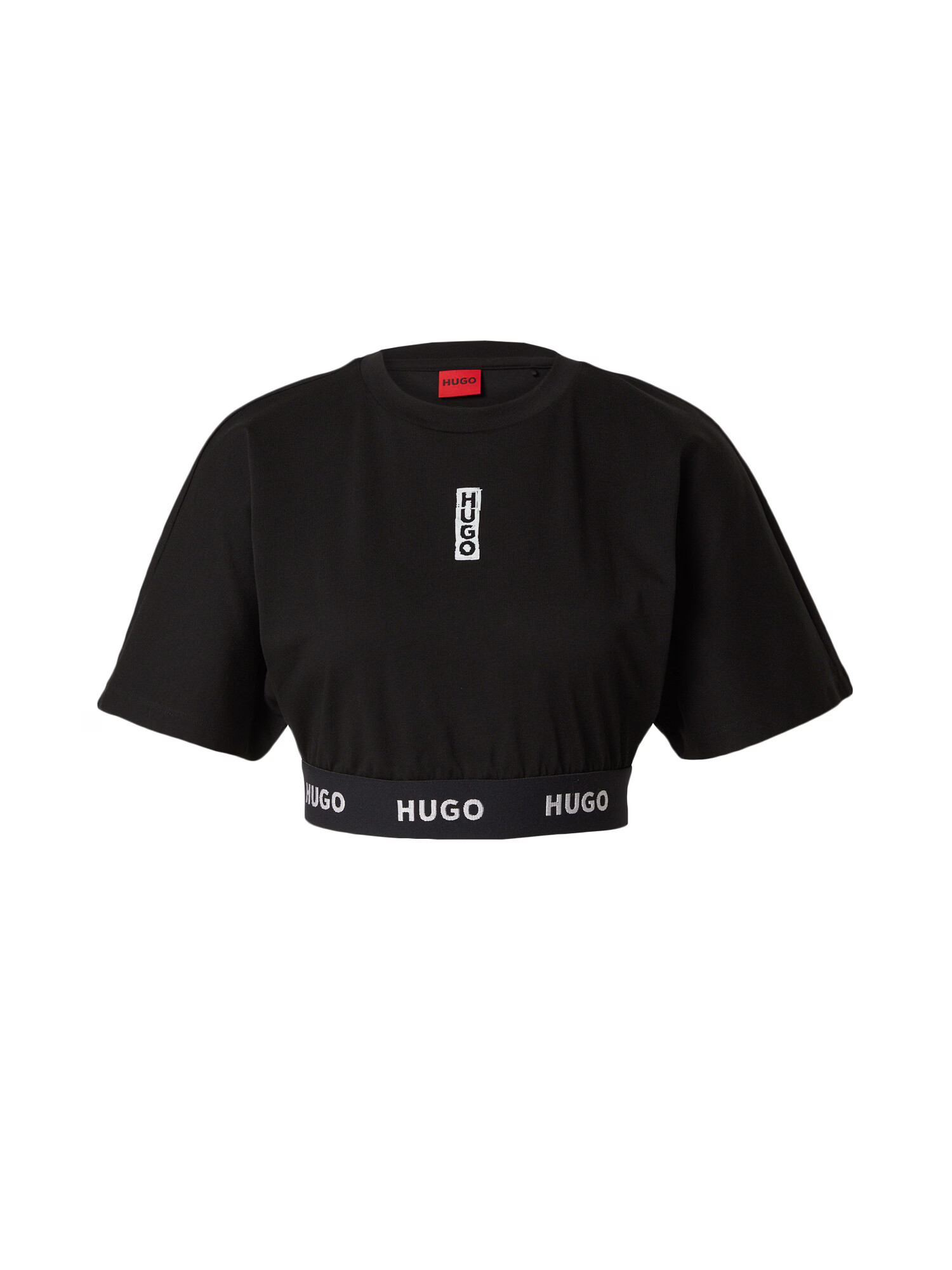 HUGO Tricou 'Dalexi' negru / alb - Pled.ro