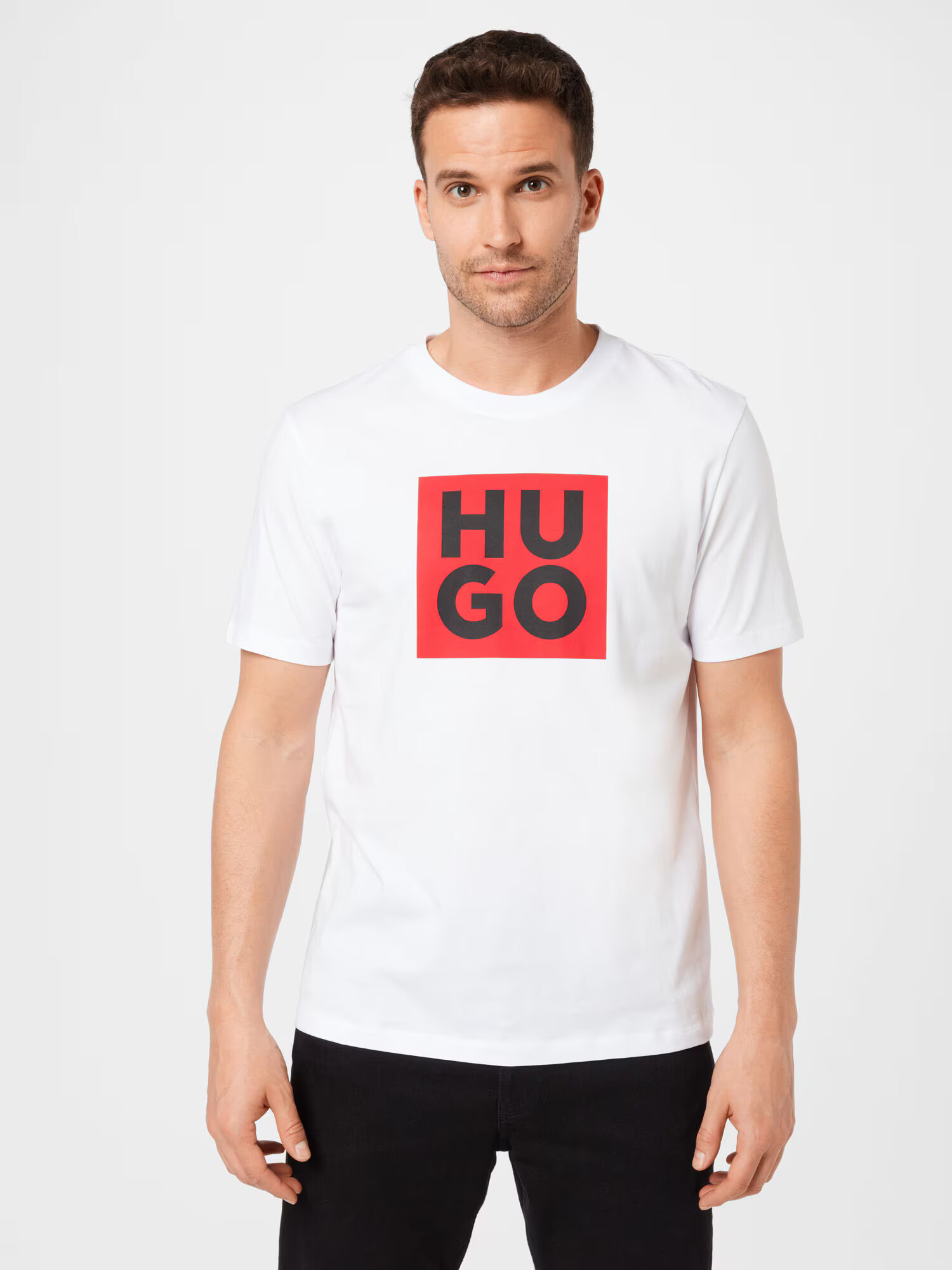 HUGO Tricou 'Daltor' negru / alb - Pled.ro