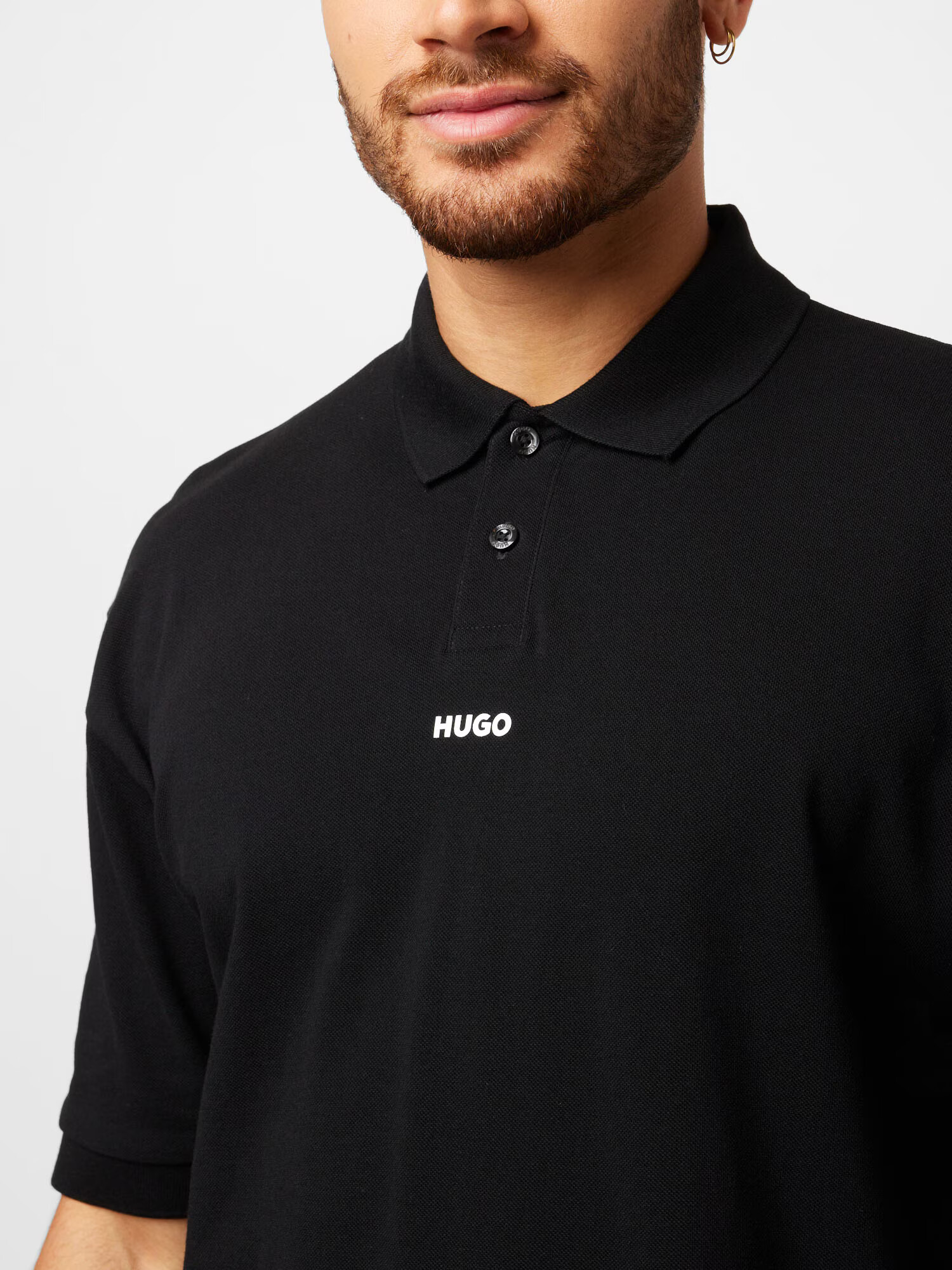 HUGO Red Tricou 'Dangula' negru / alb - Pled.ro