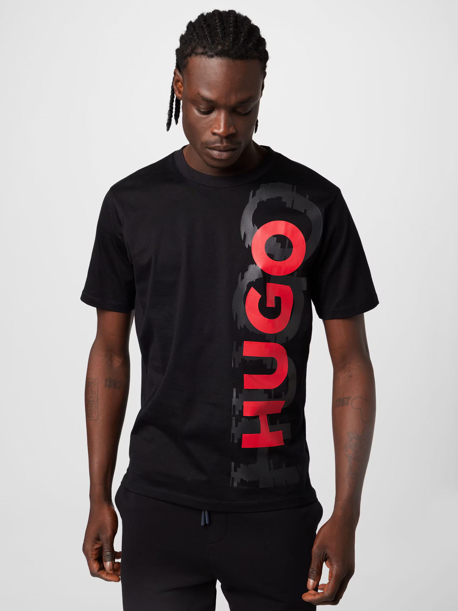 HUGO Red Tricou 'Dansovino' gri închis / roșu / negru - Pled.ro