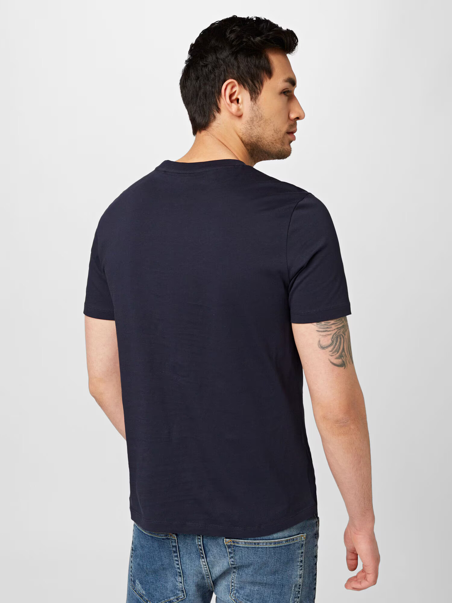 HUGO Tricou 'Decali' bleumarin / alb - Pled.ro