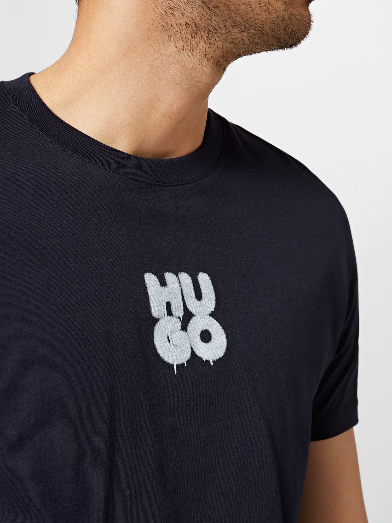 HUGO Tricou 'Decali' bleumarin / alb - Pled.ro