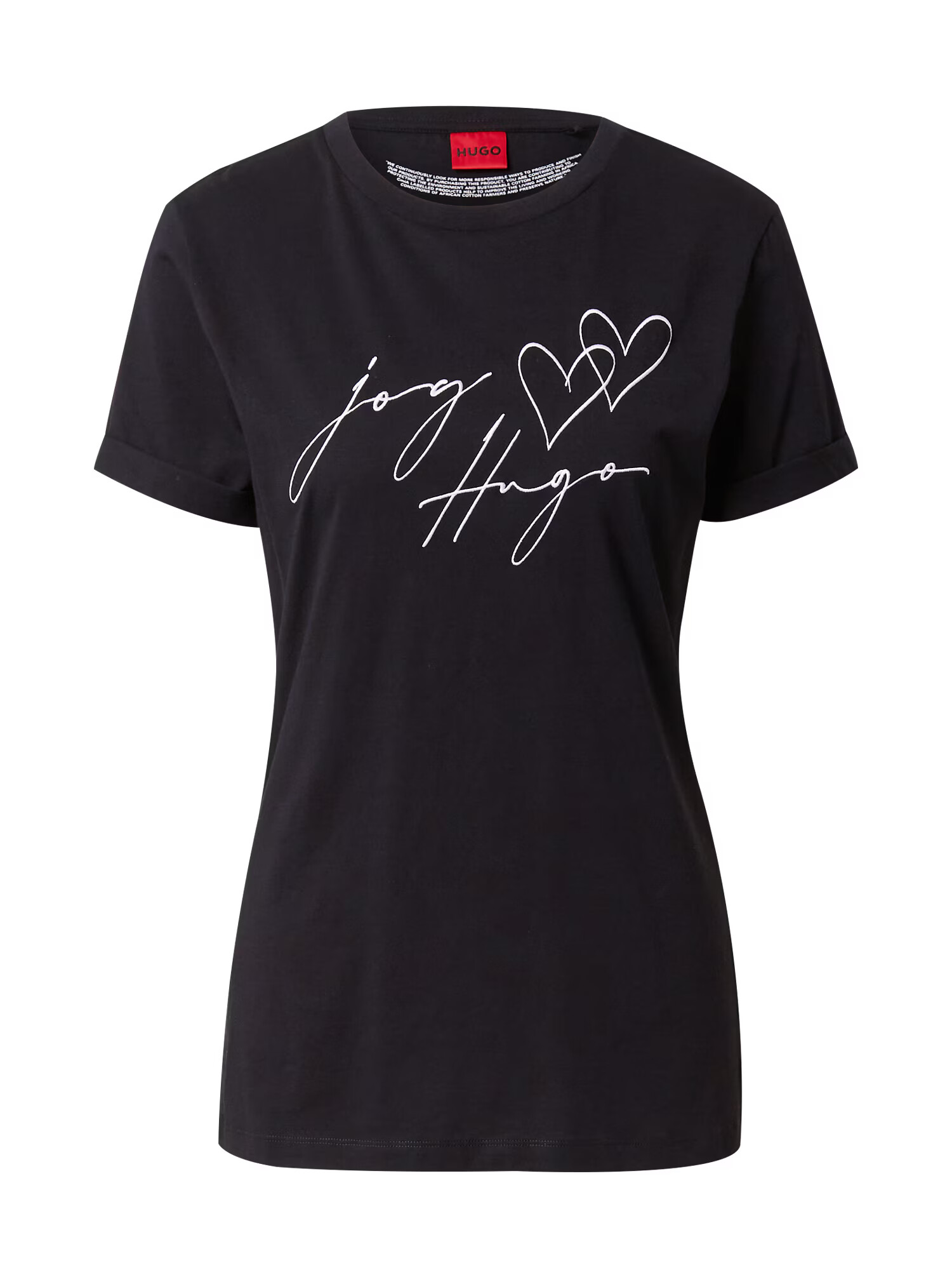 HUGO Tricou 'Dibiusa' negru / alb - Pled.ro