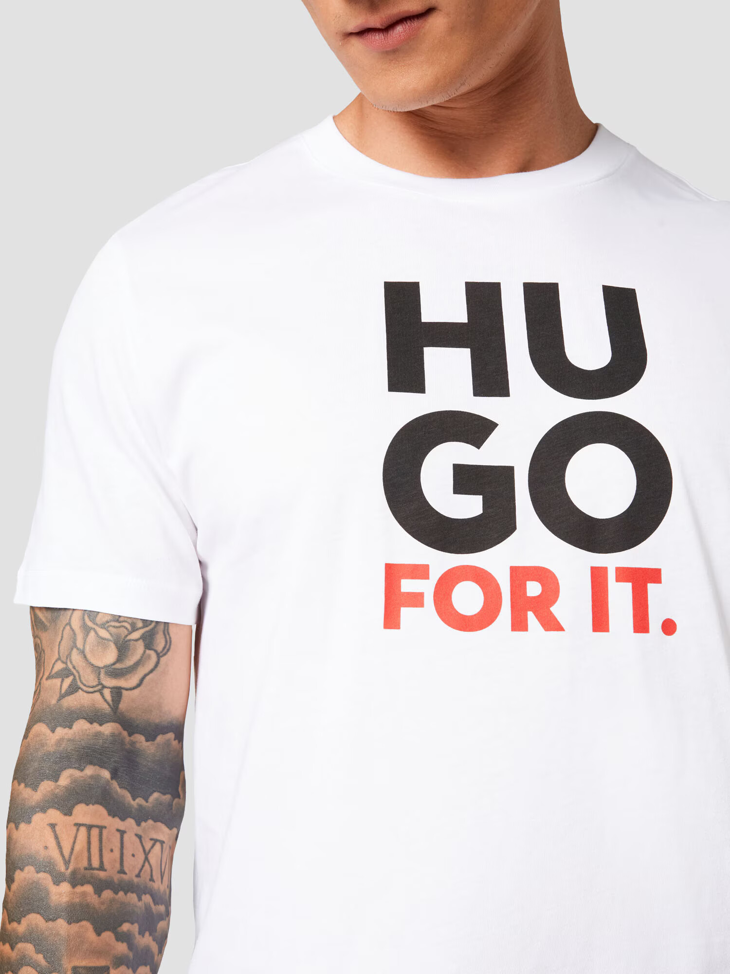 HUGO Tricou 'Dimentis' roșu / negru / alb - Pled.ro