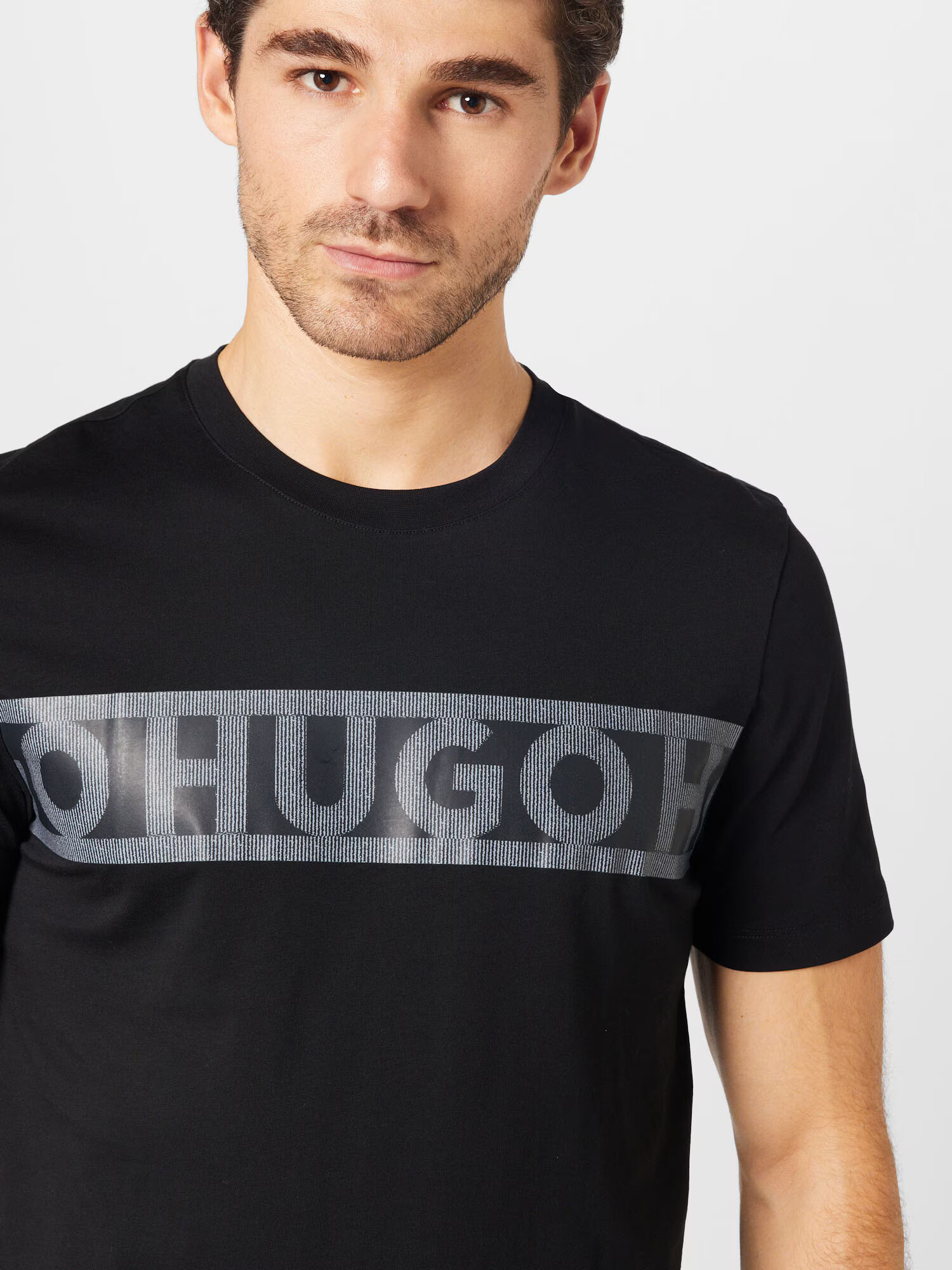 HUGO Tricou 'Dinotto' gri / negru - Pled.ro