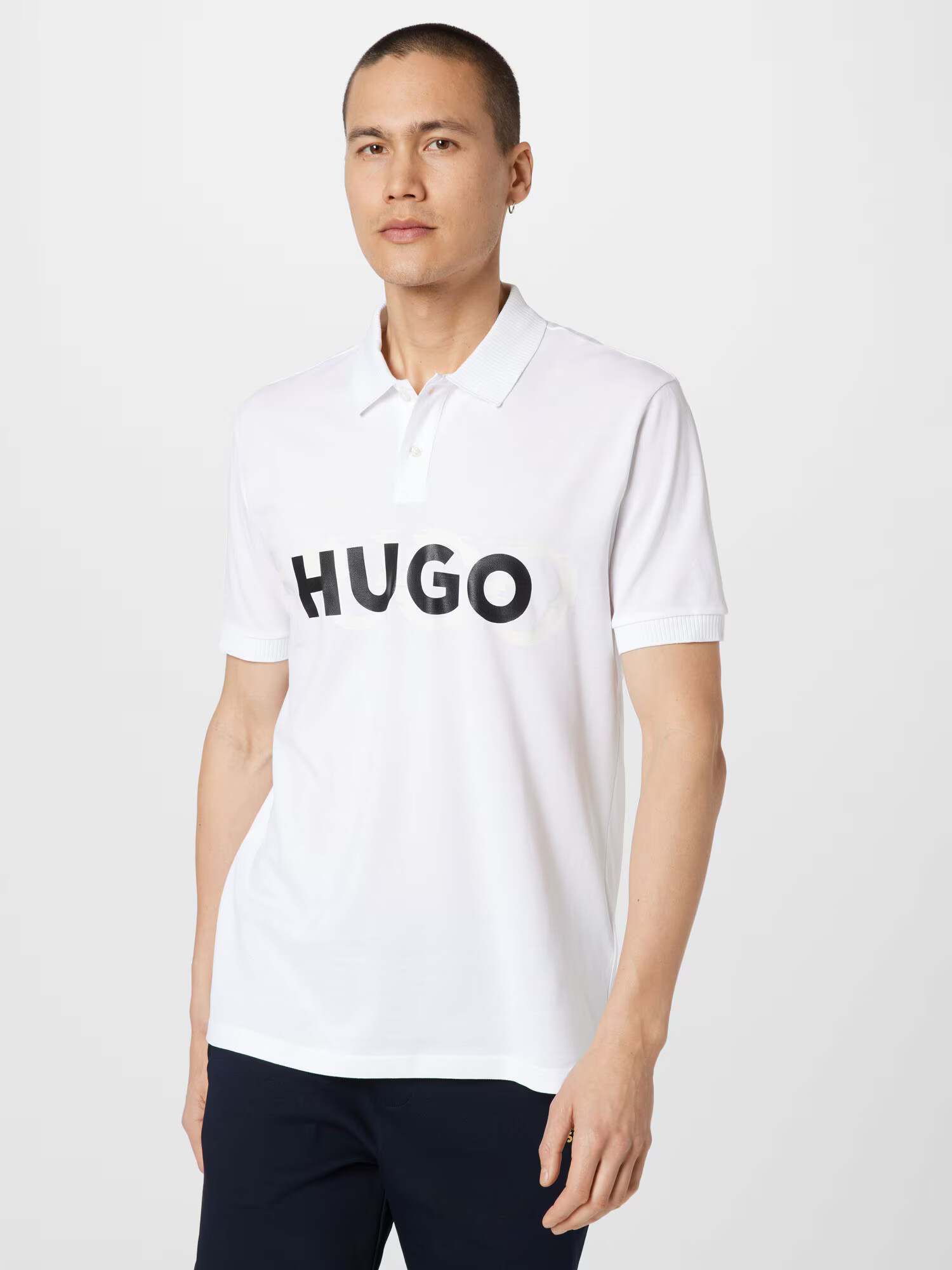 HUGO Tricou 'Dristofano' negru / alb - Pled.ro