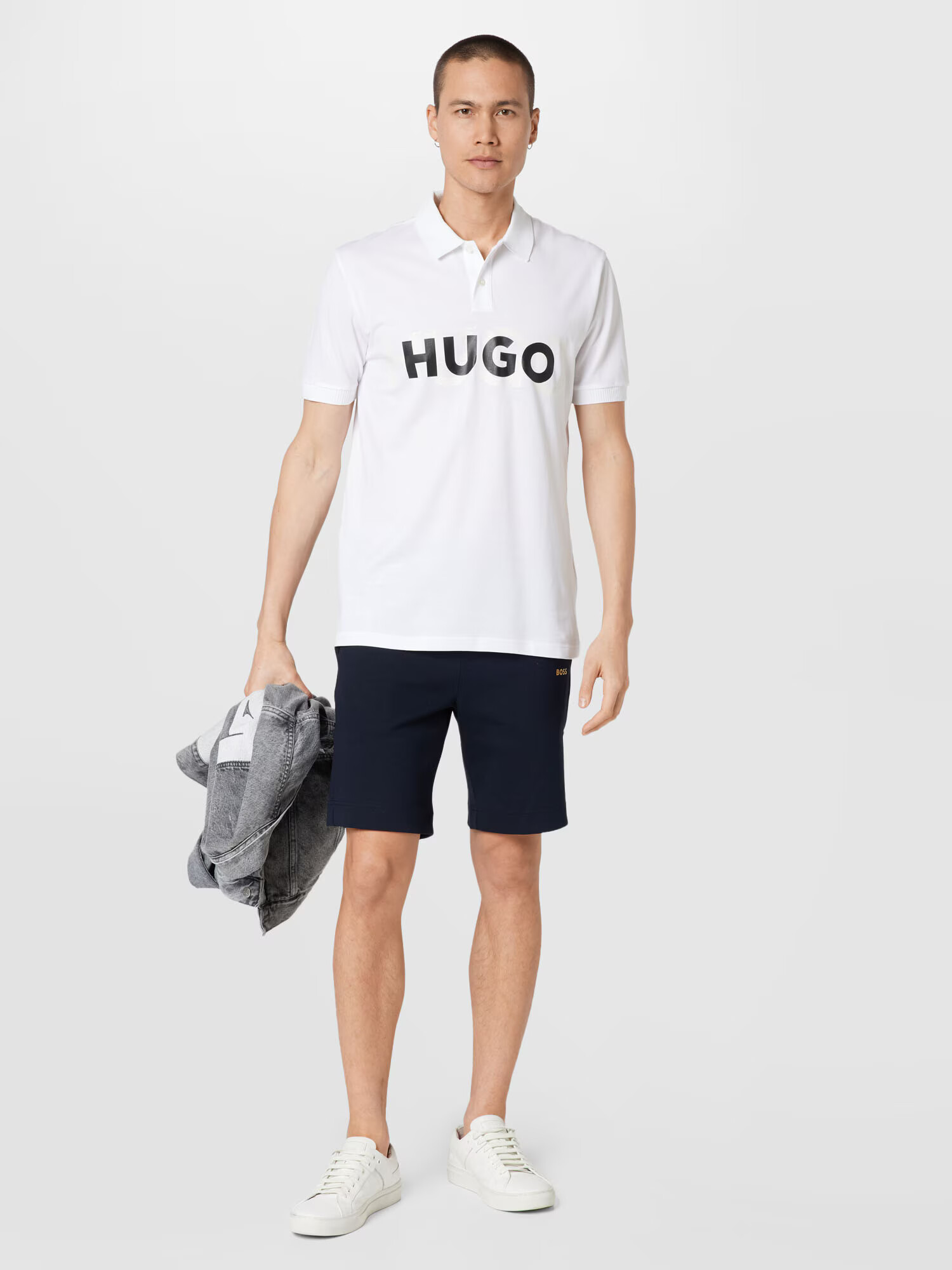 HUGO Tricou 'Dristofano' negru / alb - Pled.ro