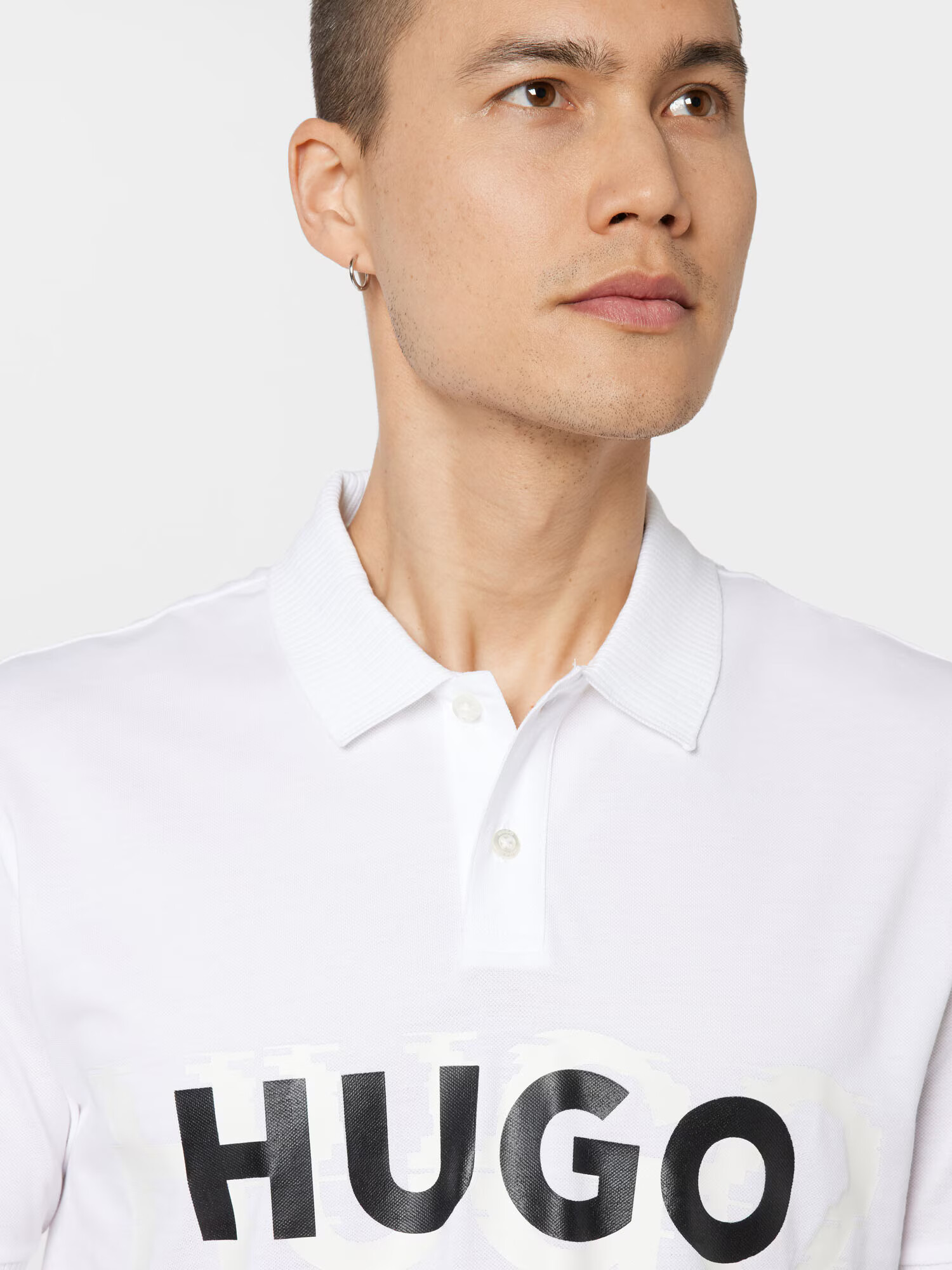 HUGO Tricou 'Dristofano' negru / alb - Pled.ro